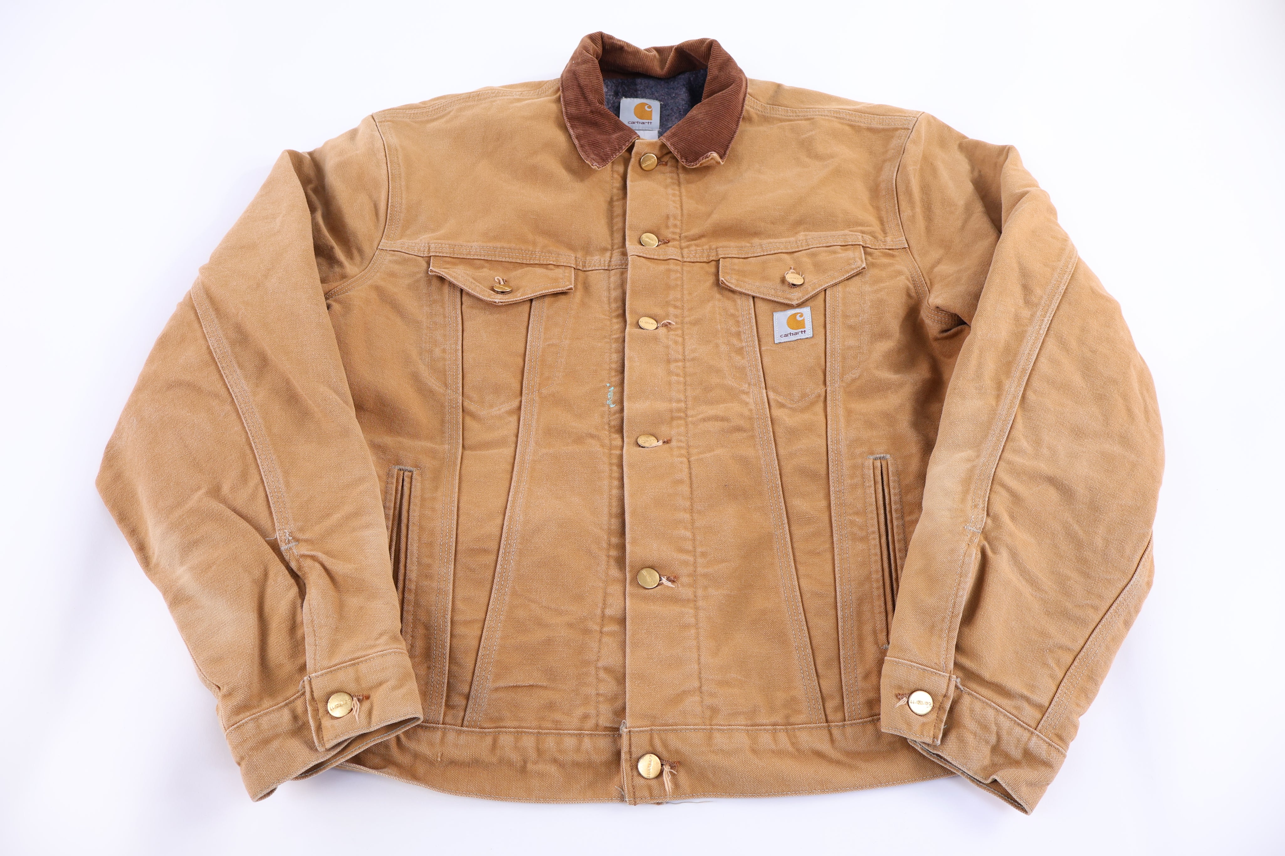 Carhartt Logo Patch Tan Trucker Jacket
