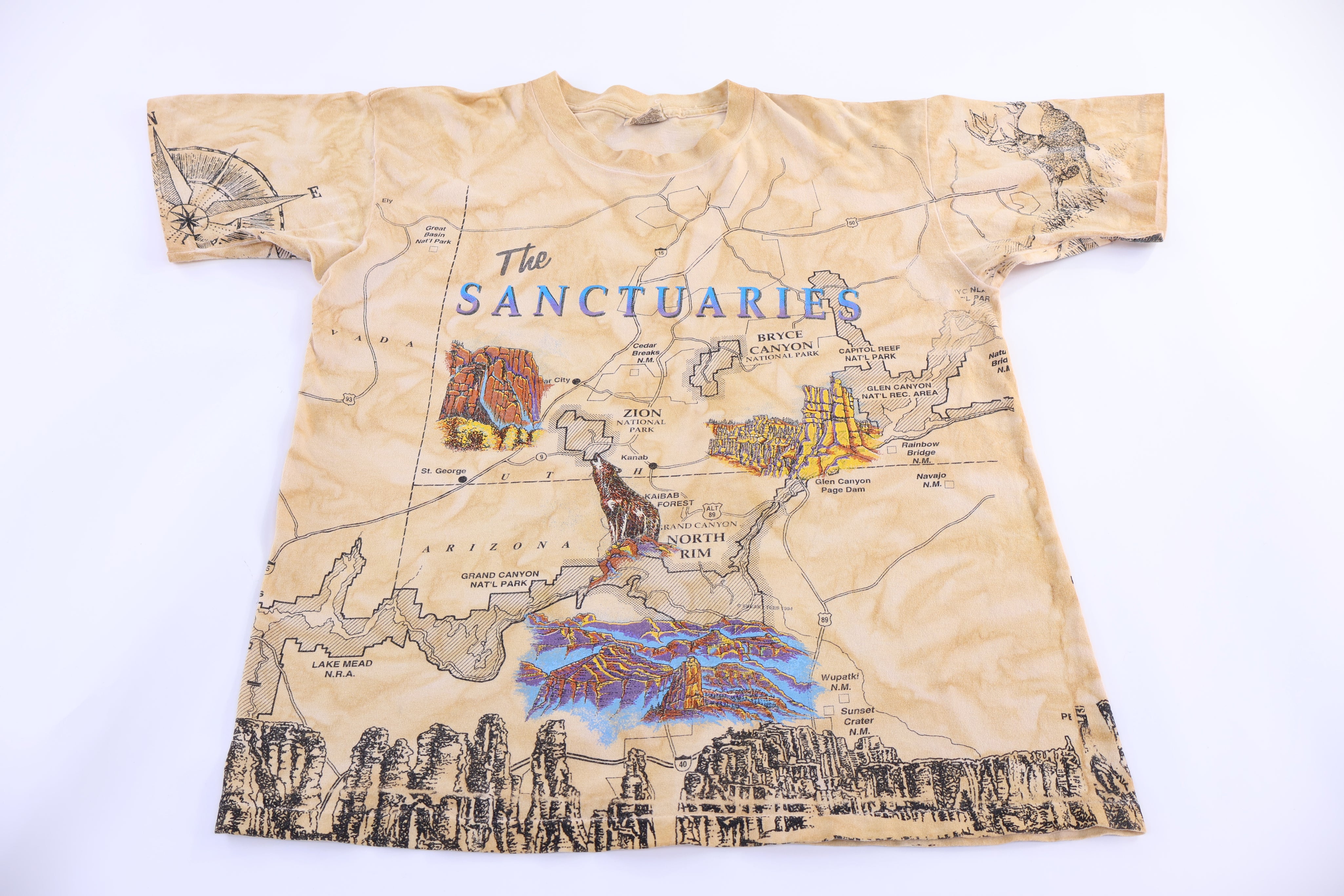 90's The Sanctuaries All Over Graphic T-shirt