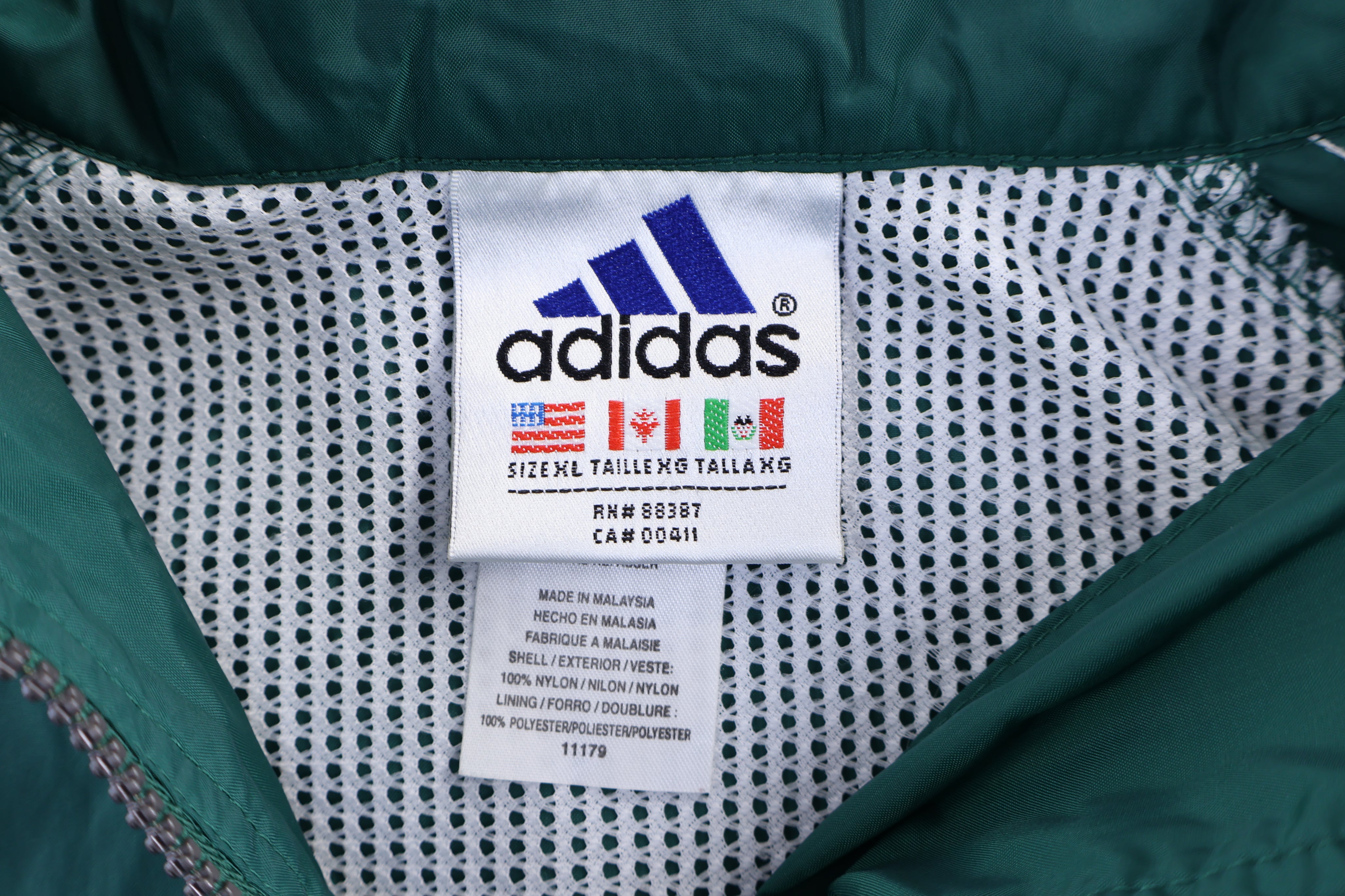 90's Adidas Embroidered Logo Green Full Zip Jacket