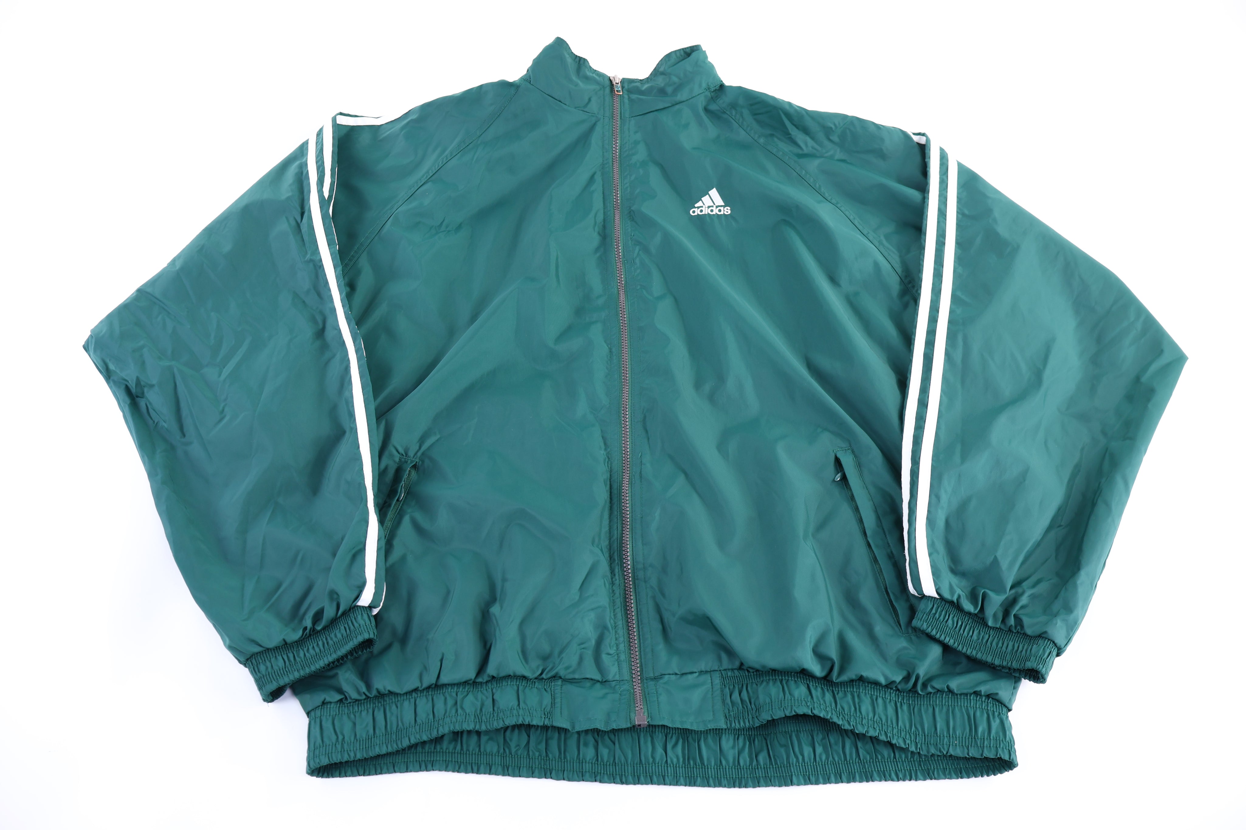 90's Adidas Embroidered Logo Green Full Zip Jacket