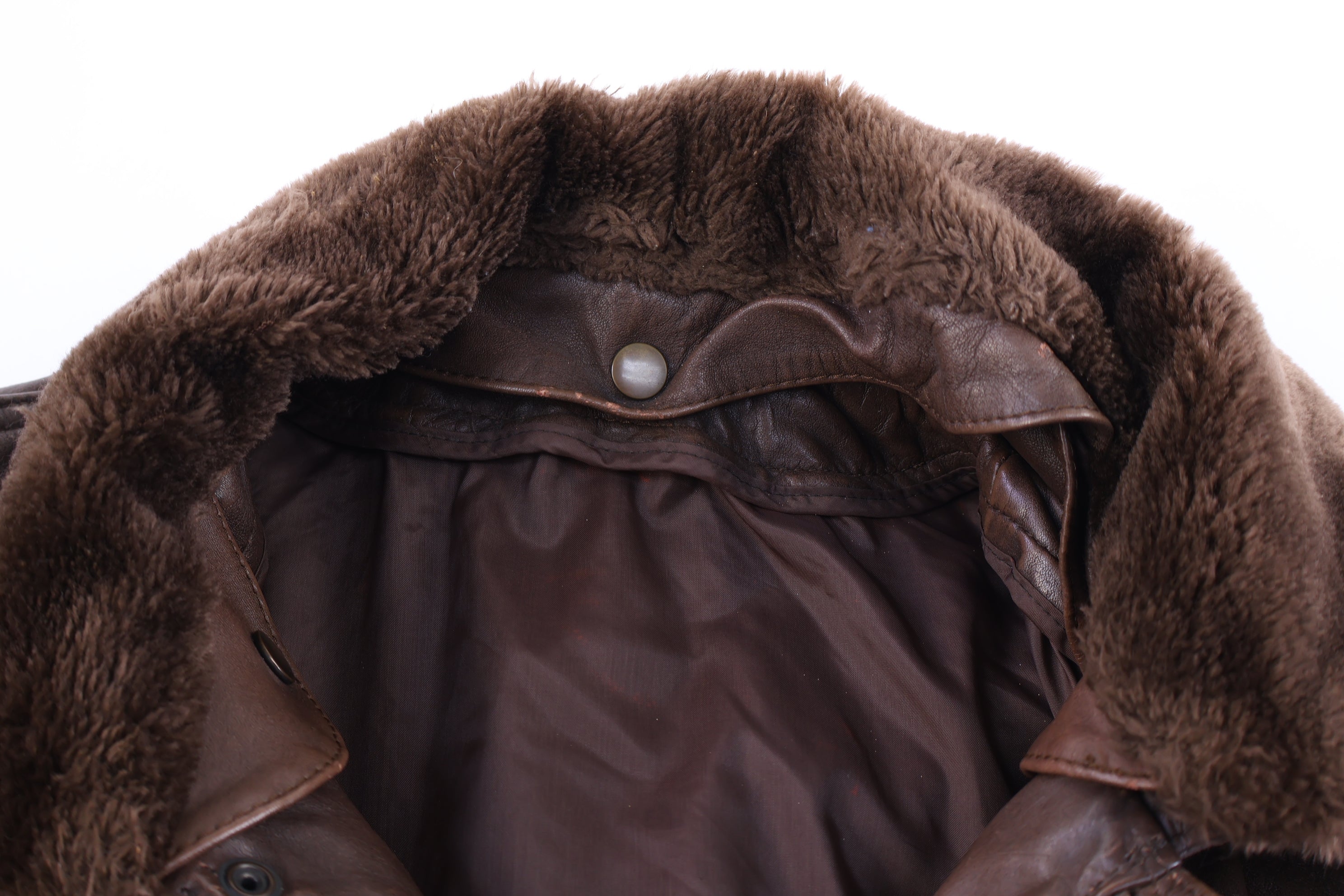 70's Brown Leather Full Zip Bomber Jacket