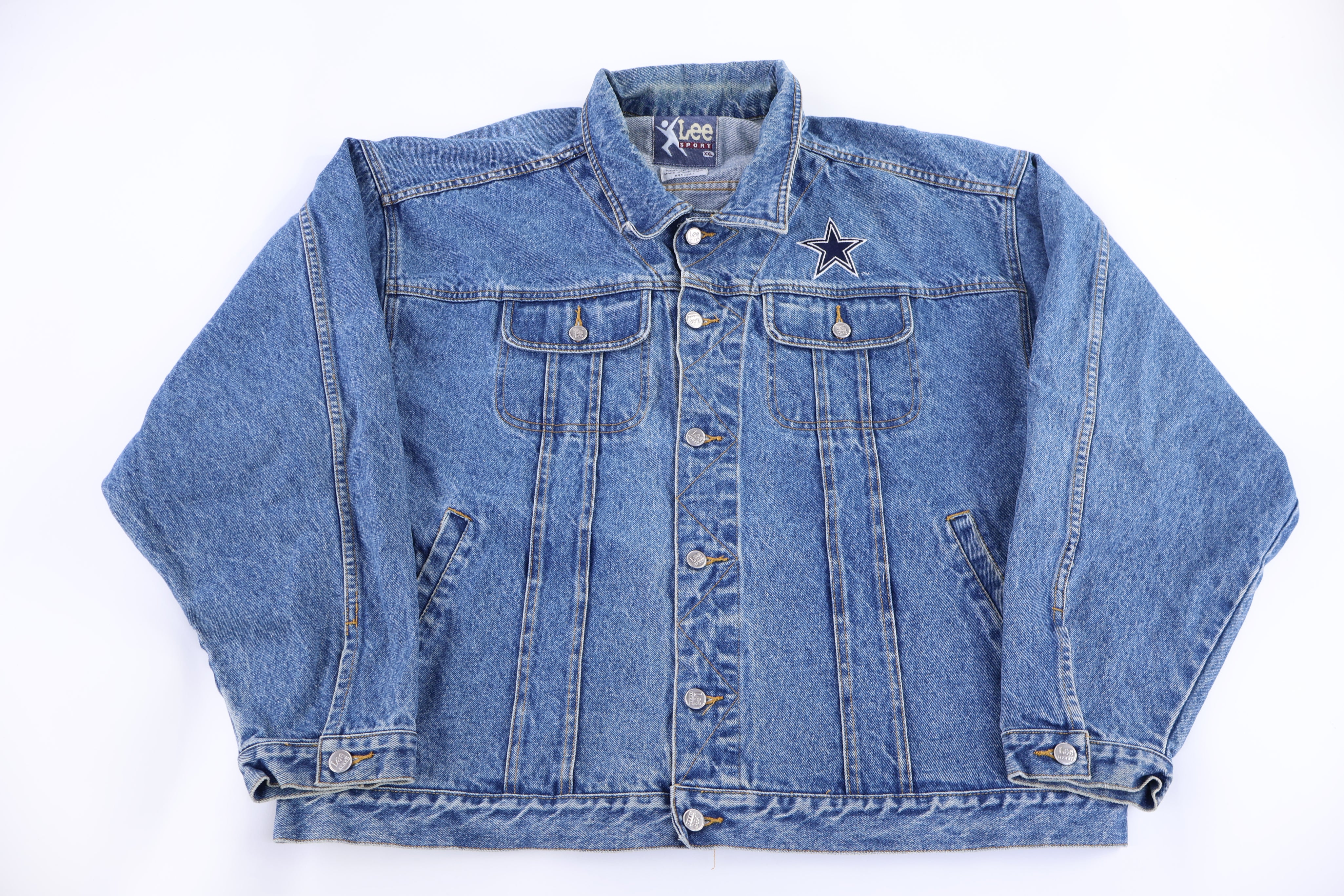 90's Lee Dallas Cowboys Dark Wash Denim Jacket