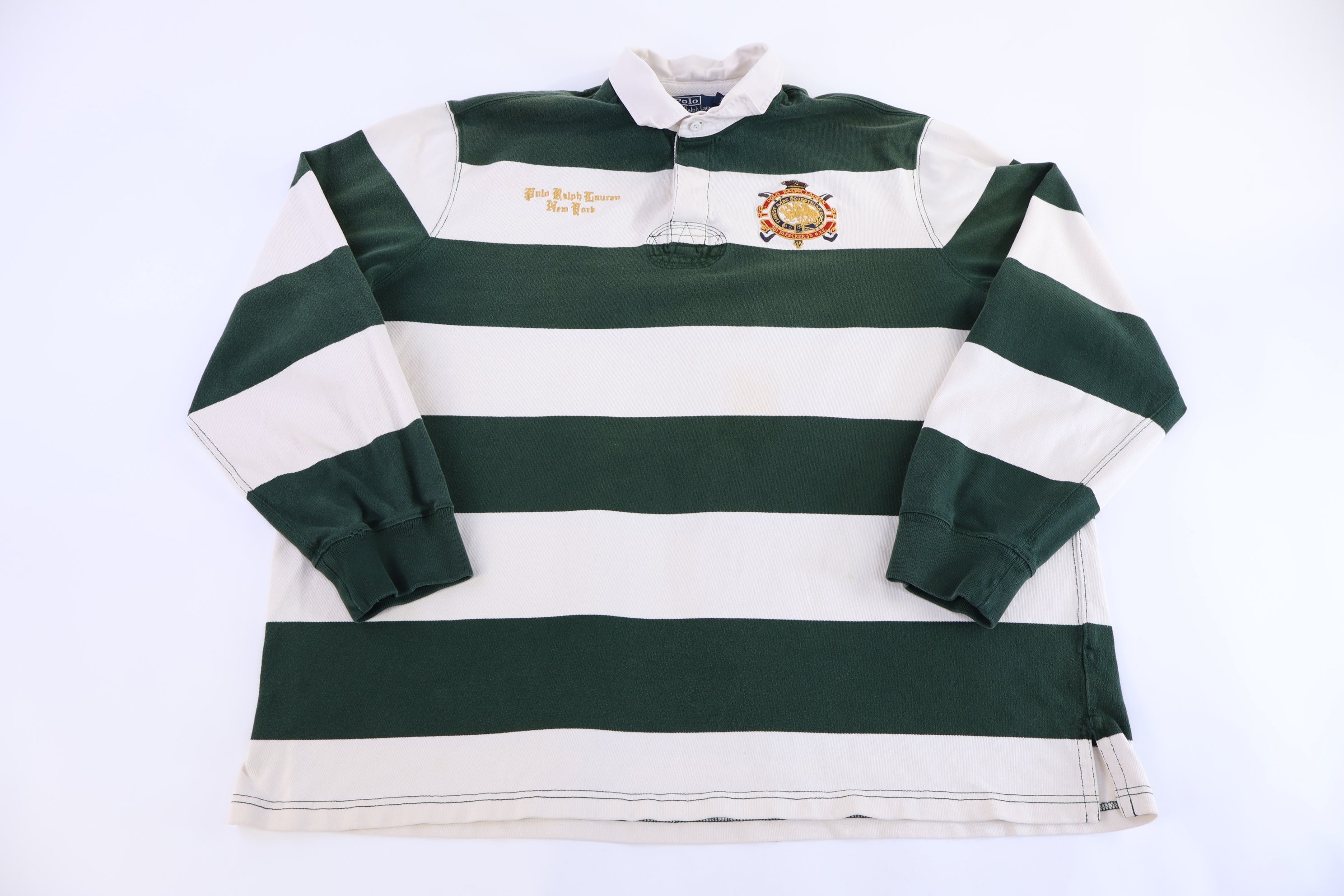 Polo by Ralph Lauren Embroidered Logo Green & White LS Button Up