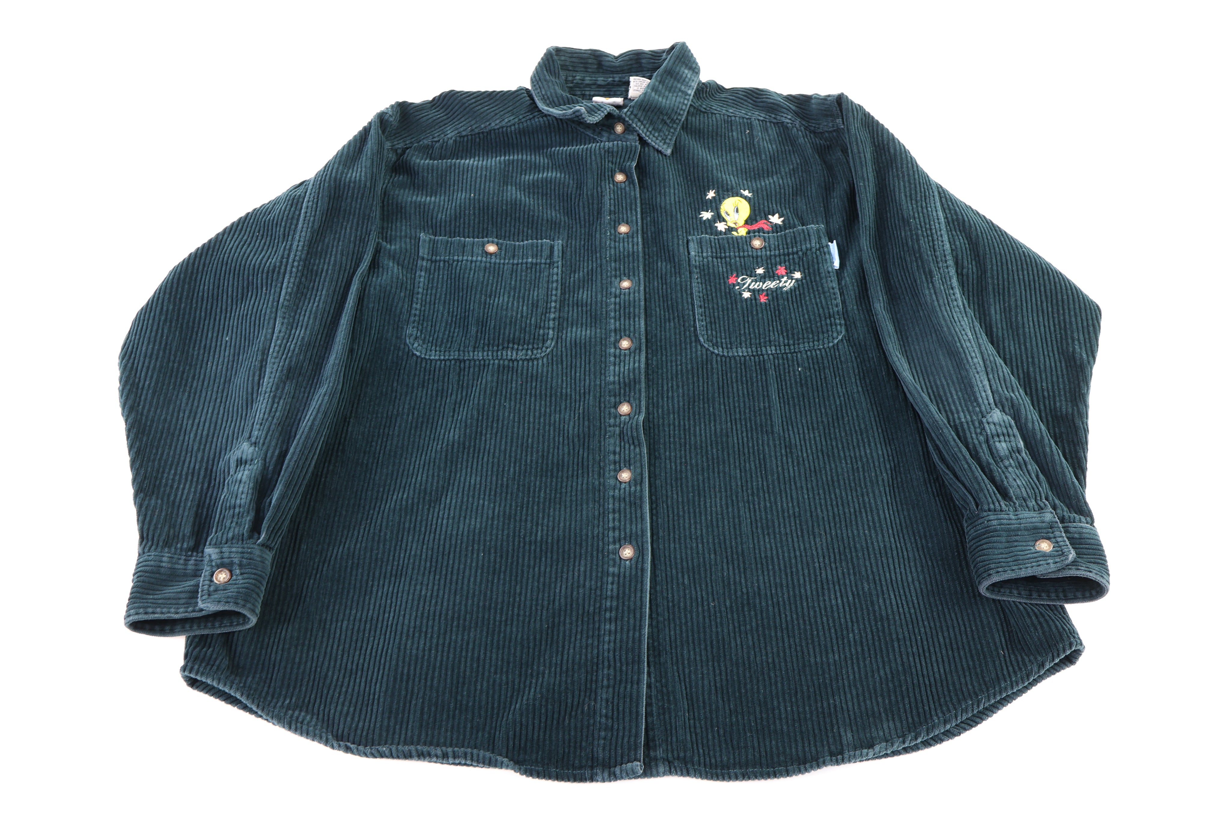 Looney Tunes Green Corduroy LS Button Down