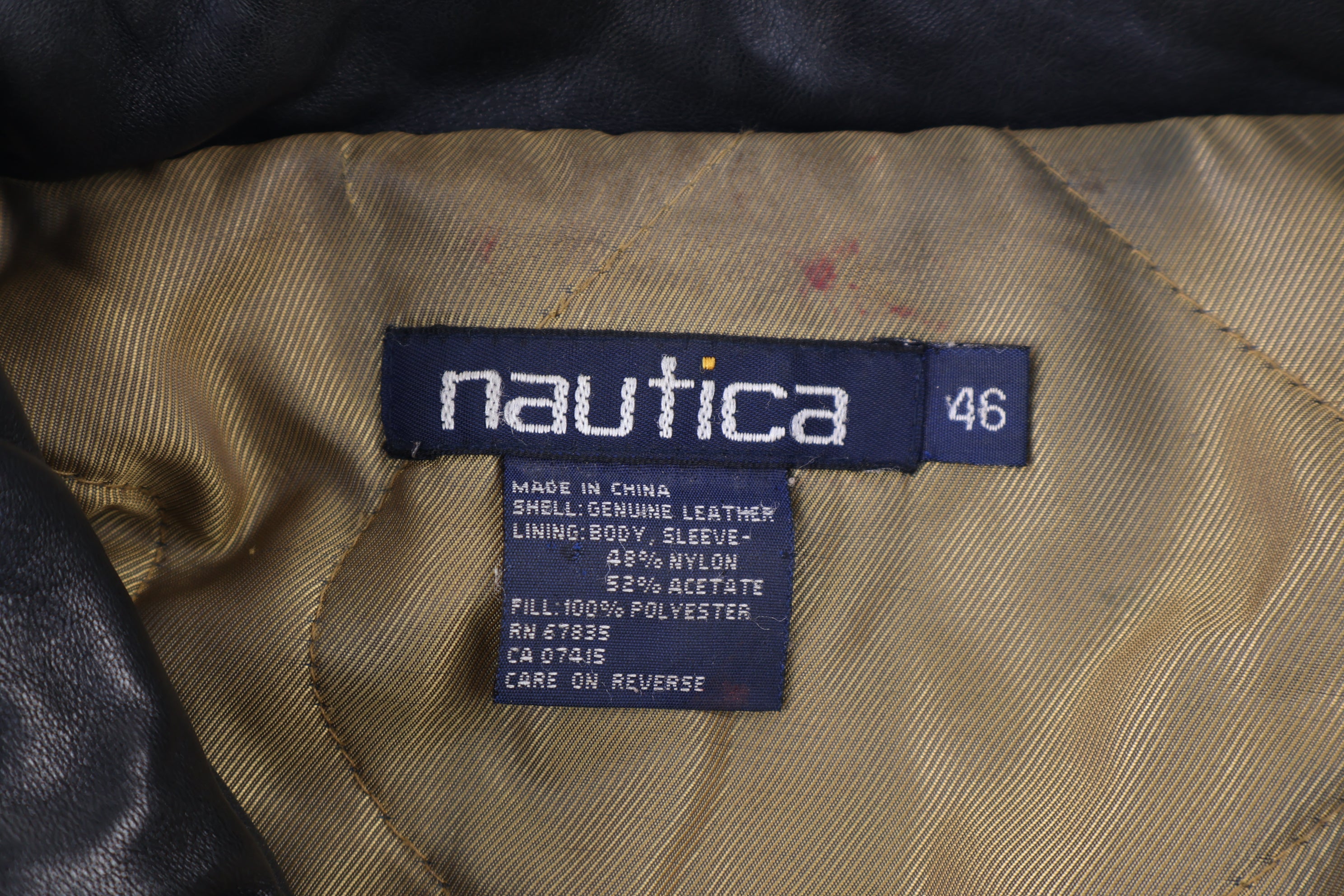 90's Nautica Black Leather Full Zip Jacket