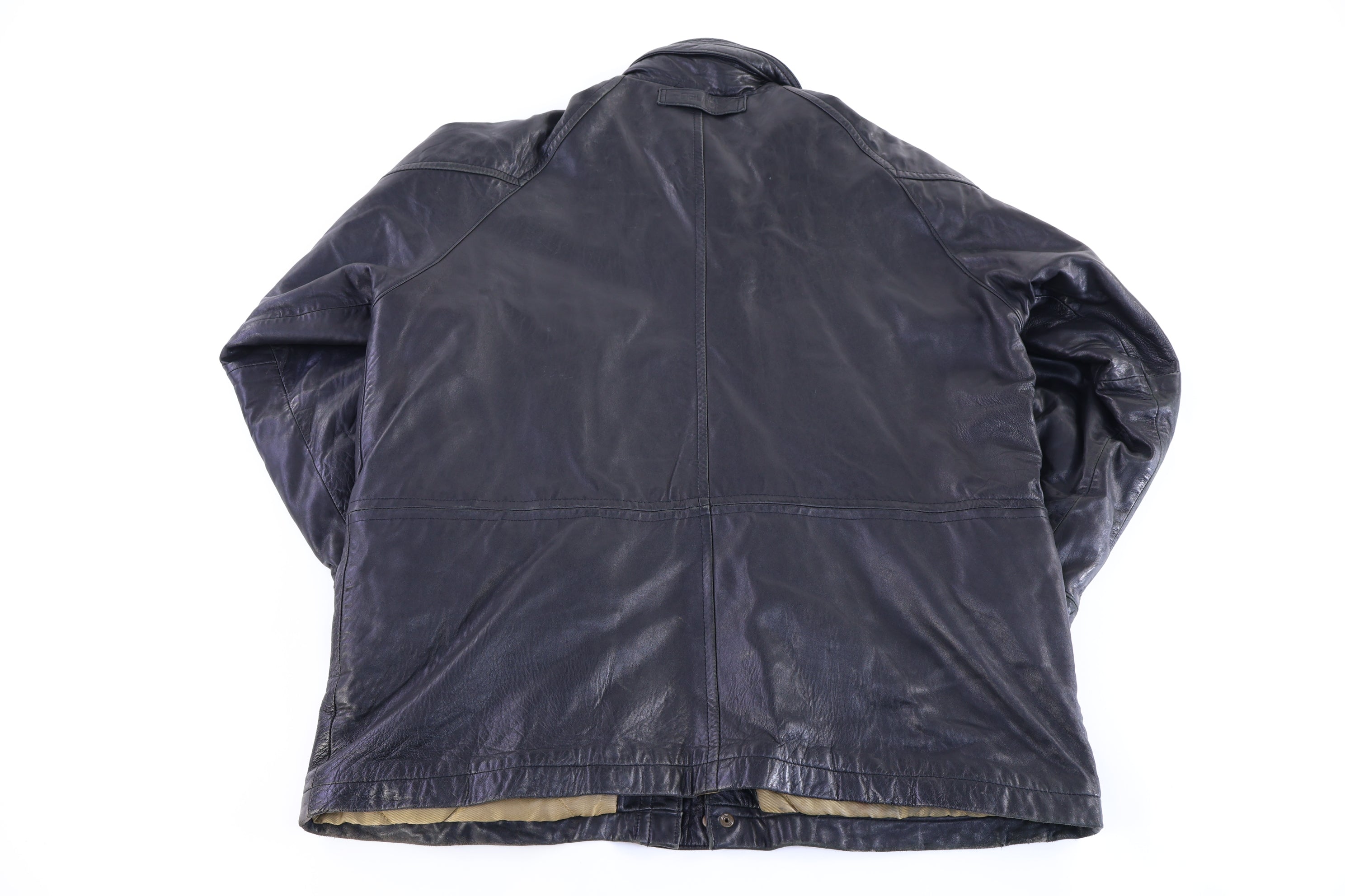 90's Nautica Black Leather Full Zip Jacket