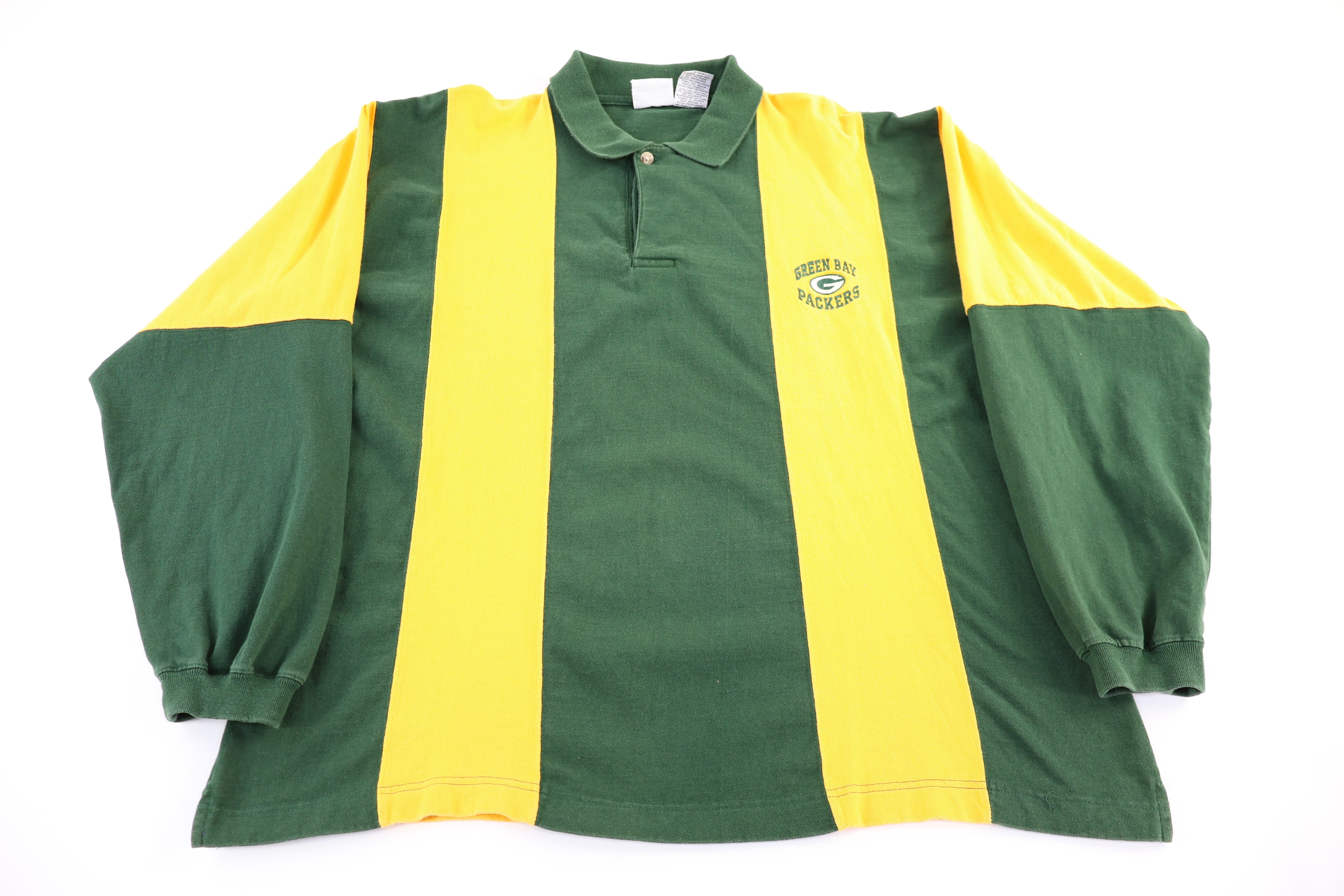 Vintage Green Bay Packers Yellow & Green LS Button Up