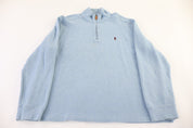 Polo by Ralph Lauren Embroidered Logo Blue Quarter Zip Sweater