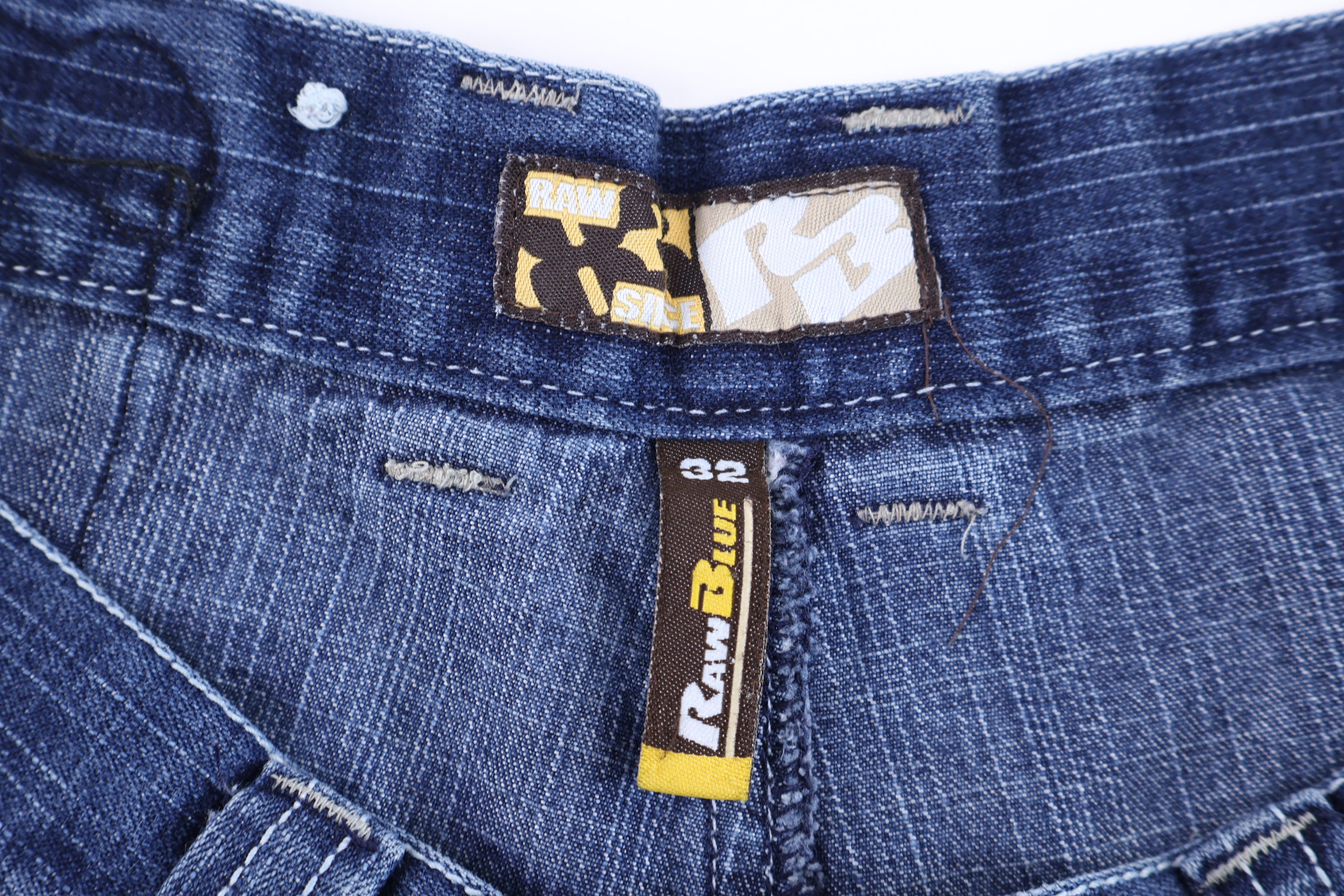 Y2K Raw Blue Dark Wash Denim Shorts