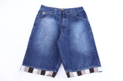 Y2K Raw Blue Dark Wash Denim Shorts