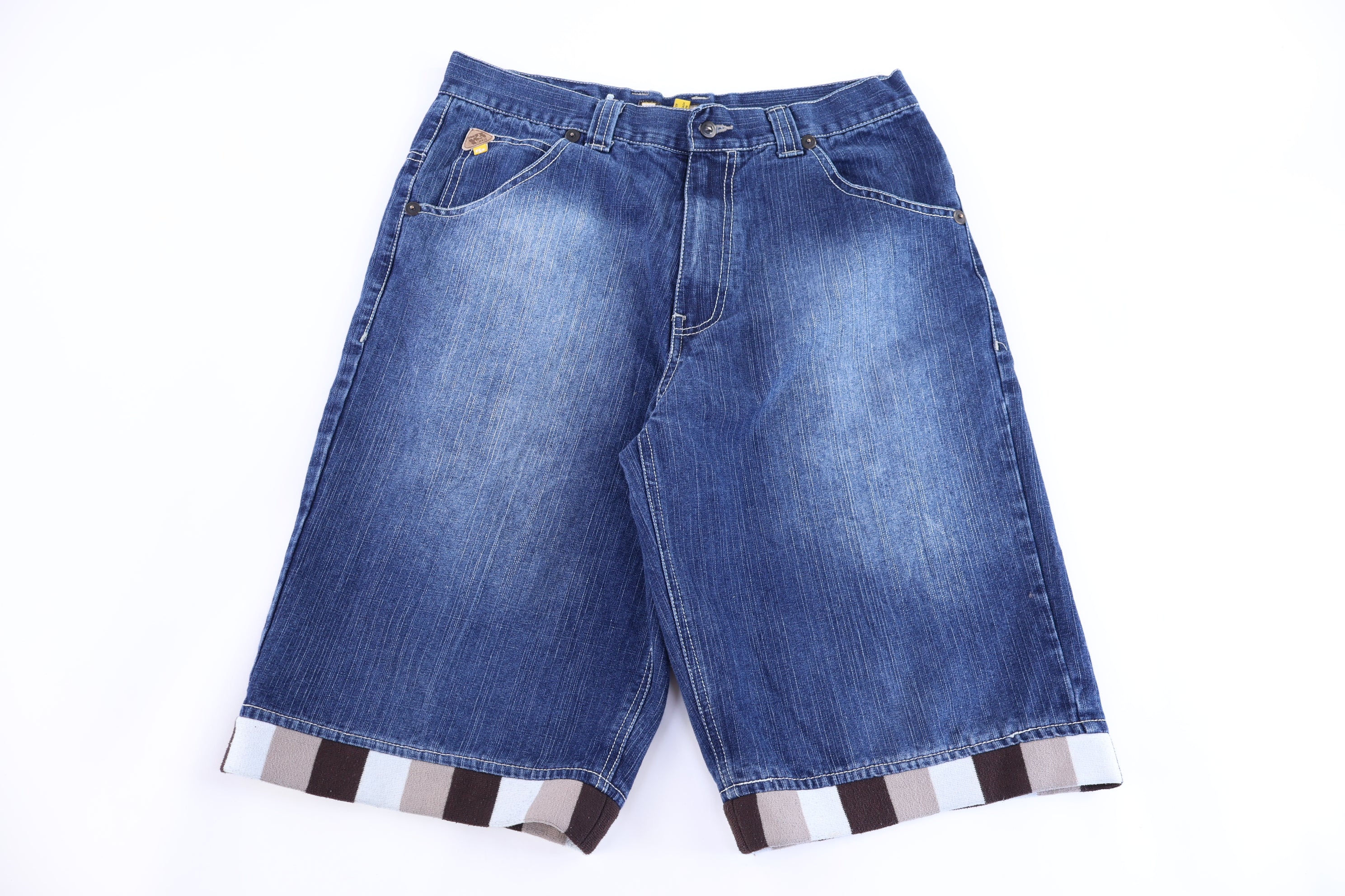 Y2K Raw Blue Dark Wash Denim Shorts