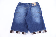 Y2K Raw Blue Dark Wash Denim Shorts
