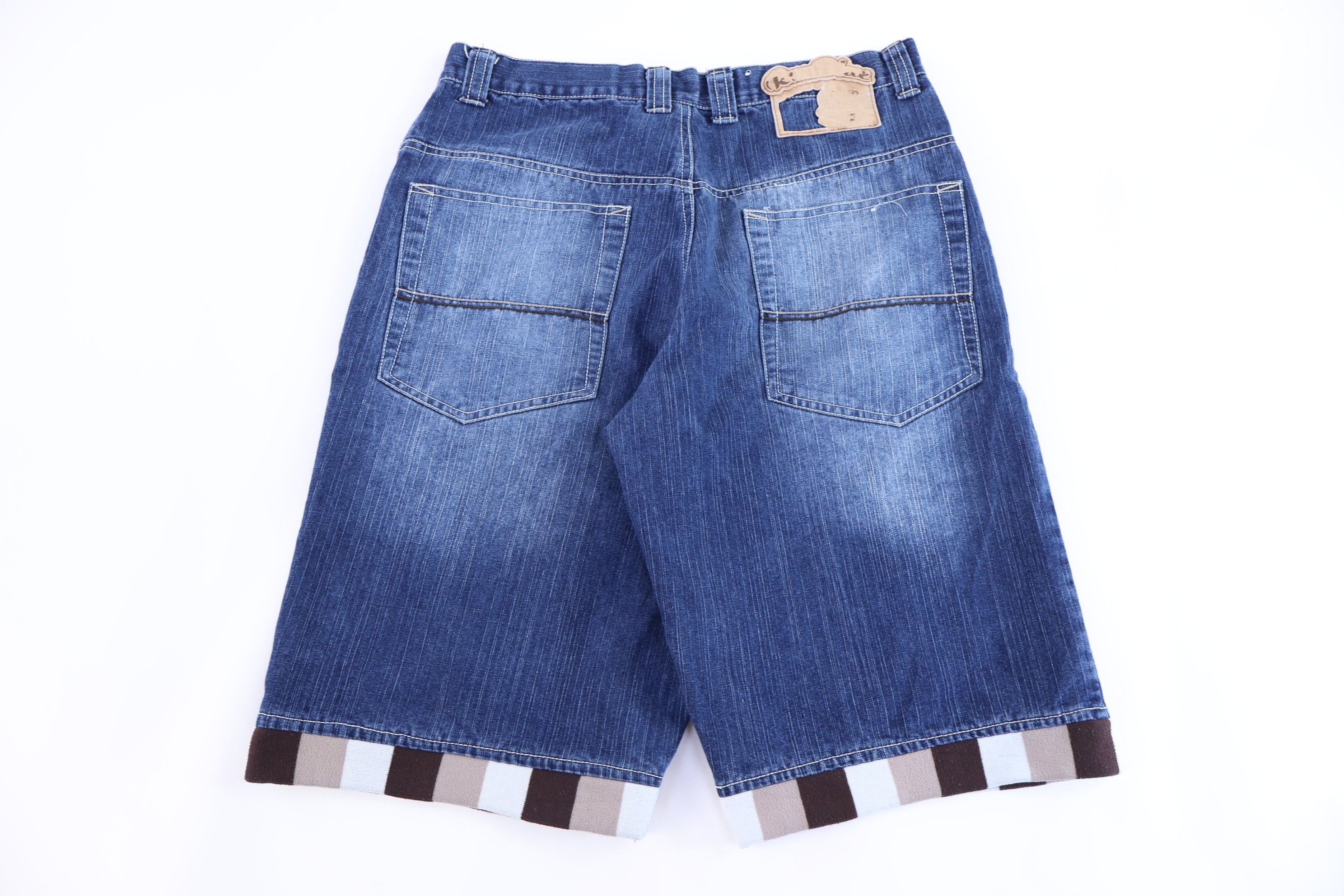 Y2K Raw Blue Dark Wash Denim Shorts