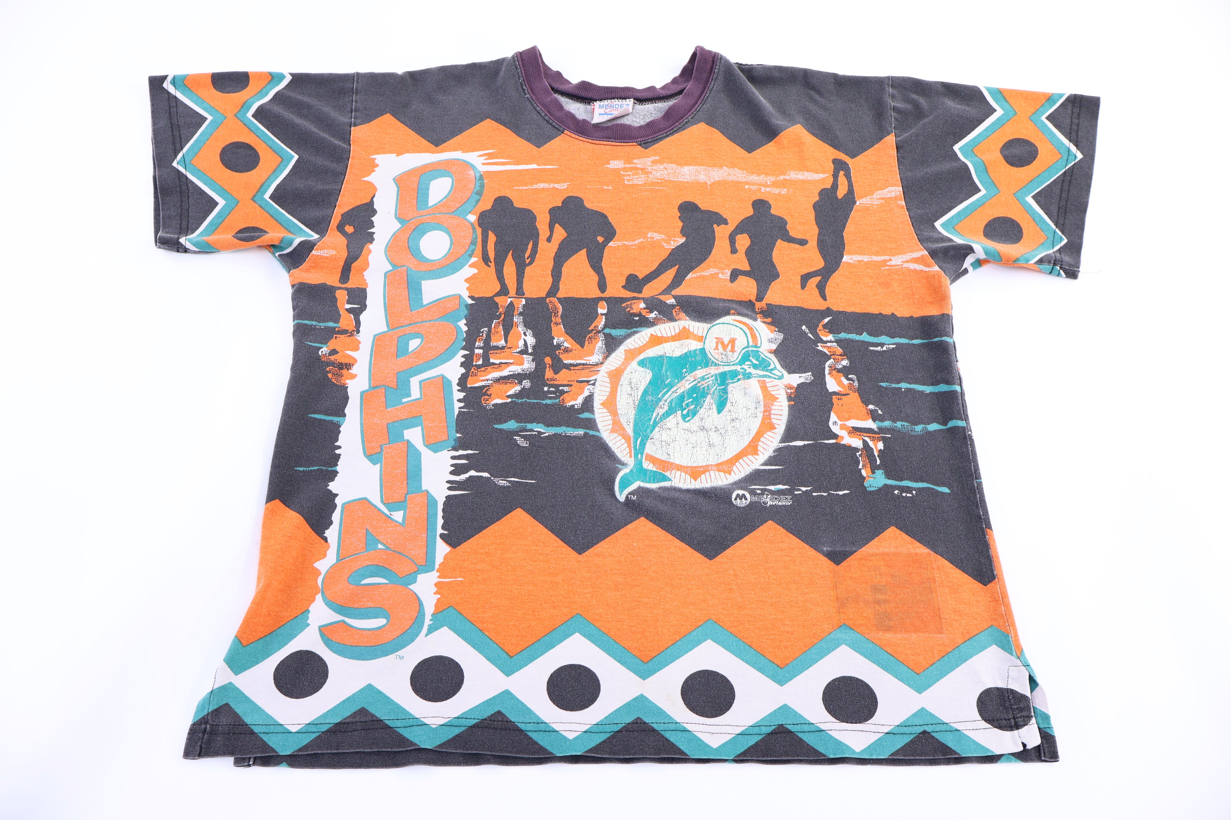 90's Miami Dolphins Football All Over Graphic T-shirt