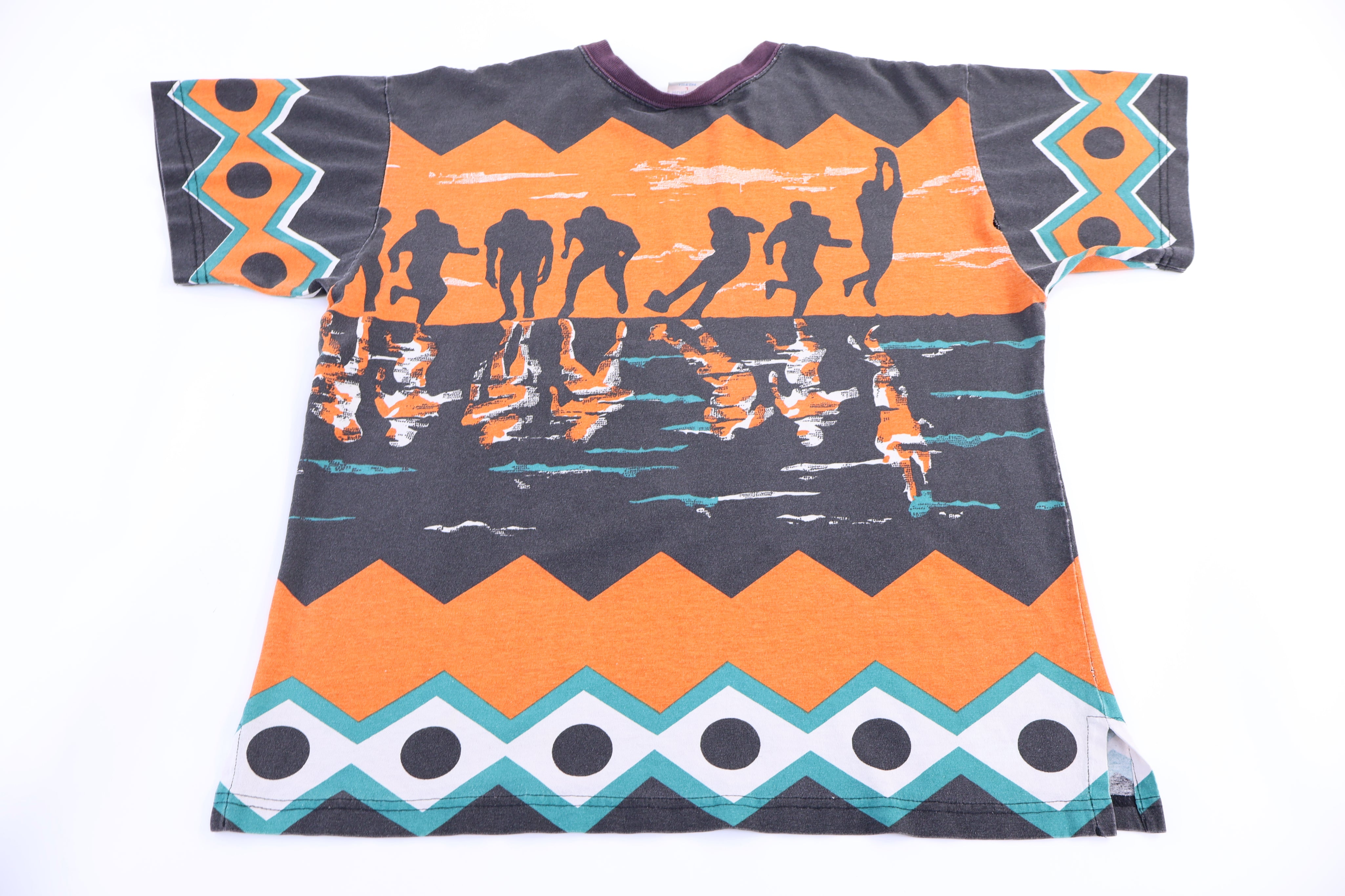 90's Miami Dolphins Football All Over Graphic T-shirt