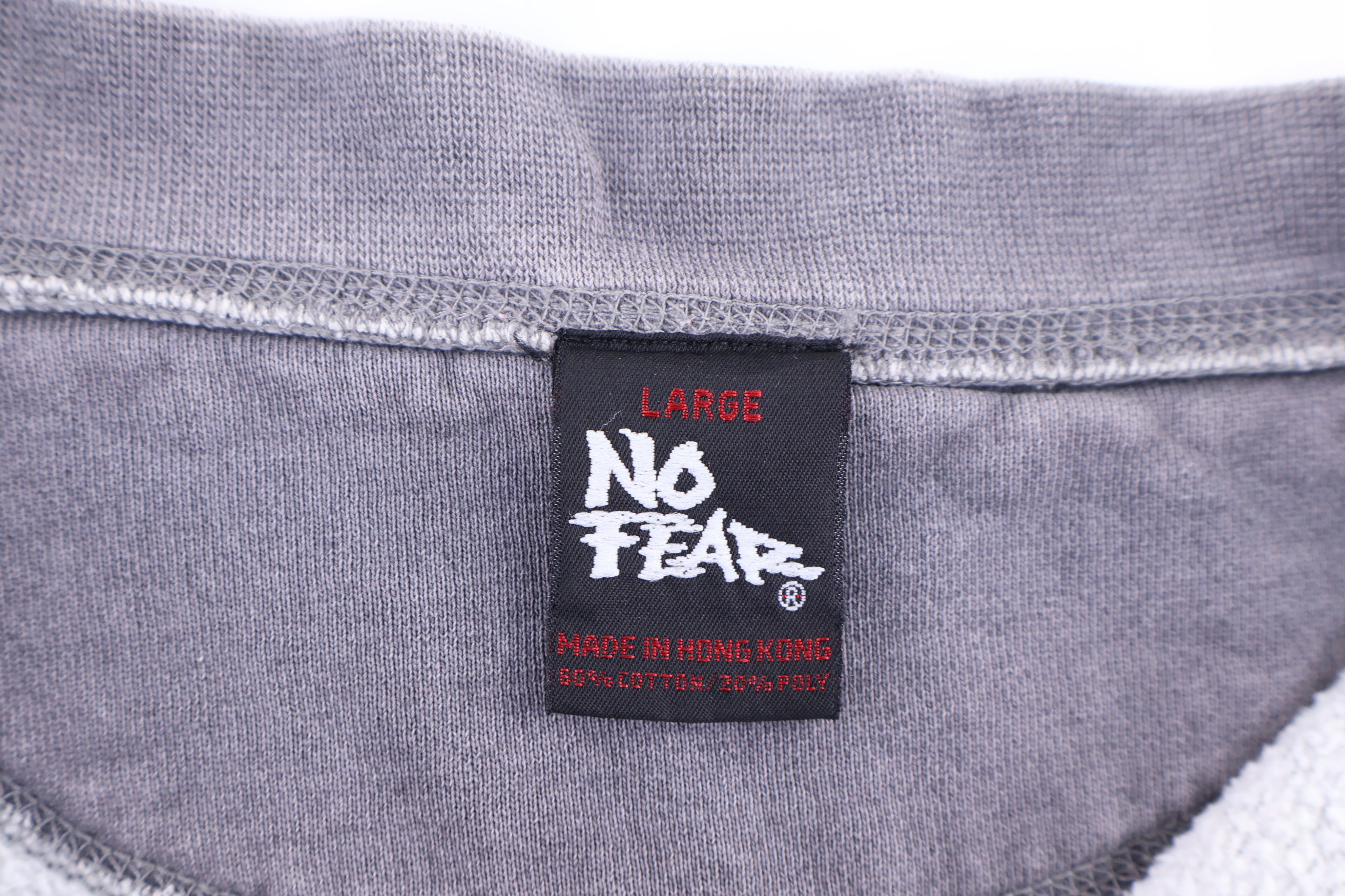 90's No Fear Embroidered Logo Henley Pullover