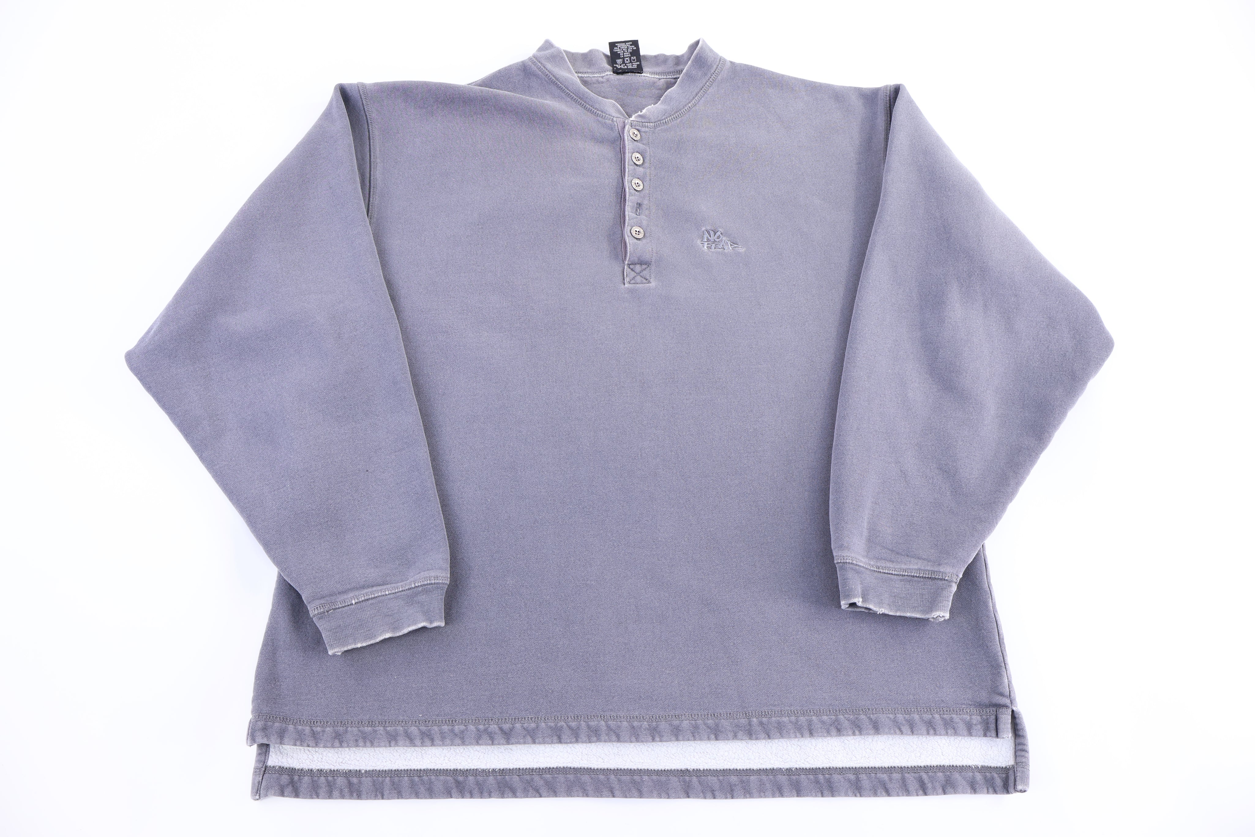 90's No Fear Embroidered Logo Henley Pullover