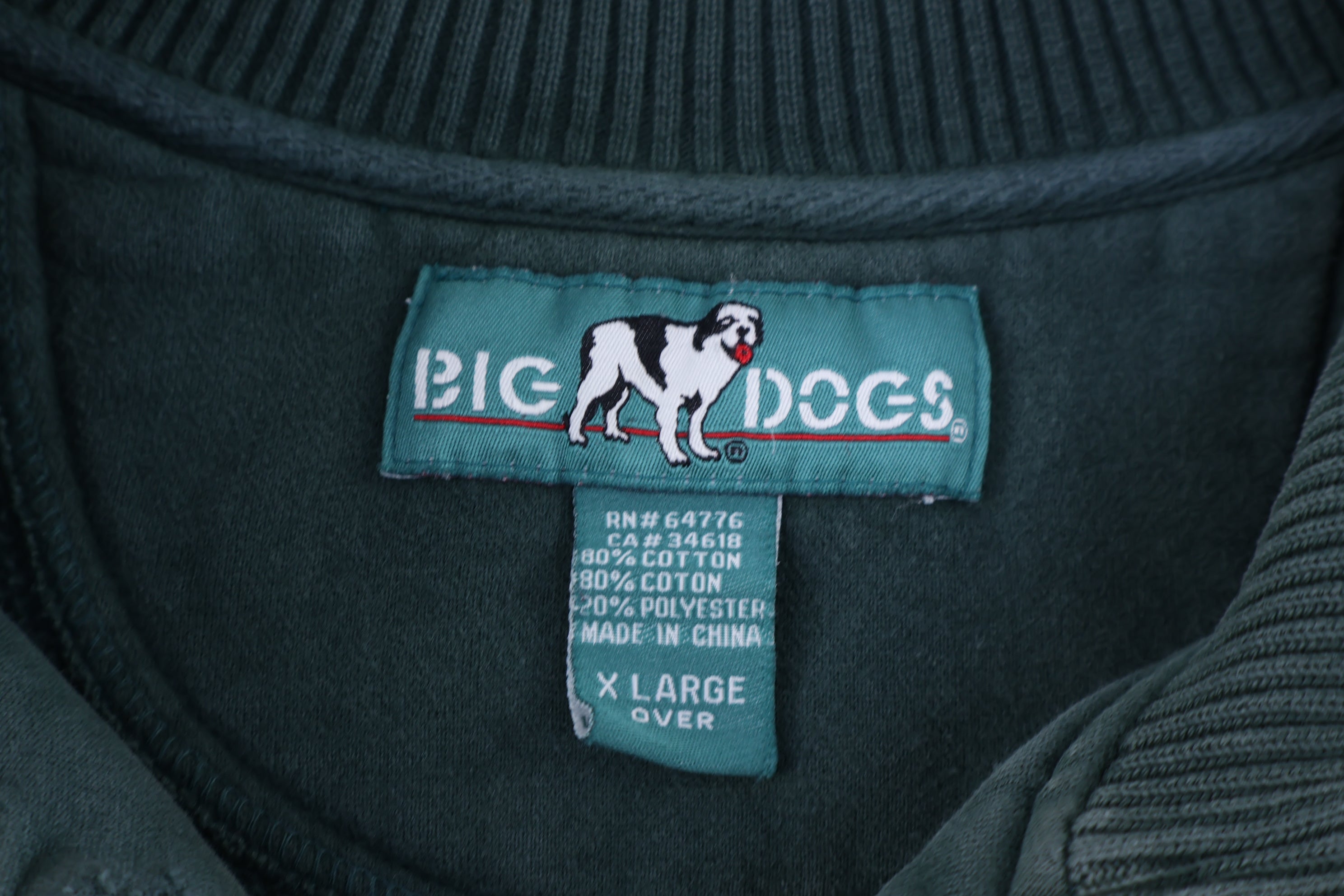 Vintage Big Dogs Green Quarter Zip Sweatshirt