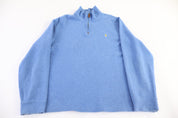 Polo by Ralph Lauren Embroidered Logo Blue Quarter Zip Sweater