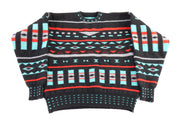 80's Geometric Pattern Wool Blend Knit Sweater