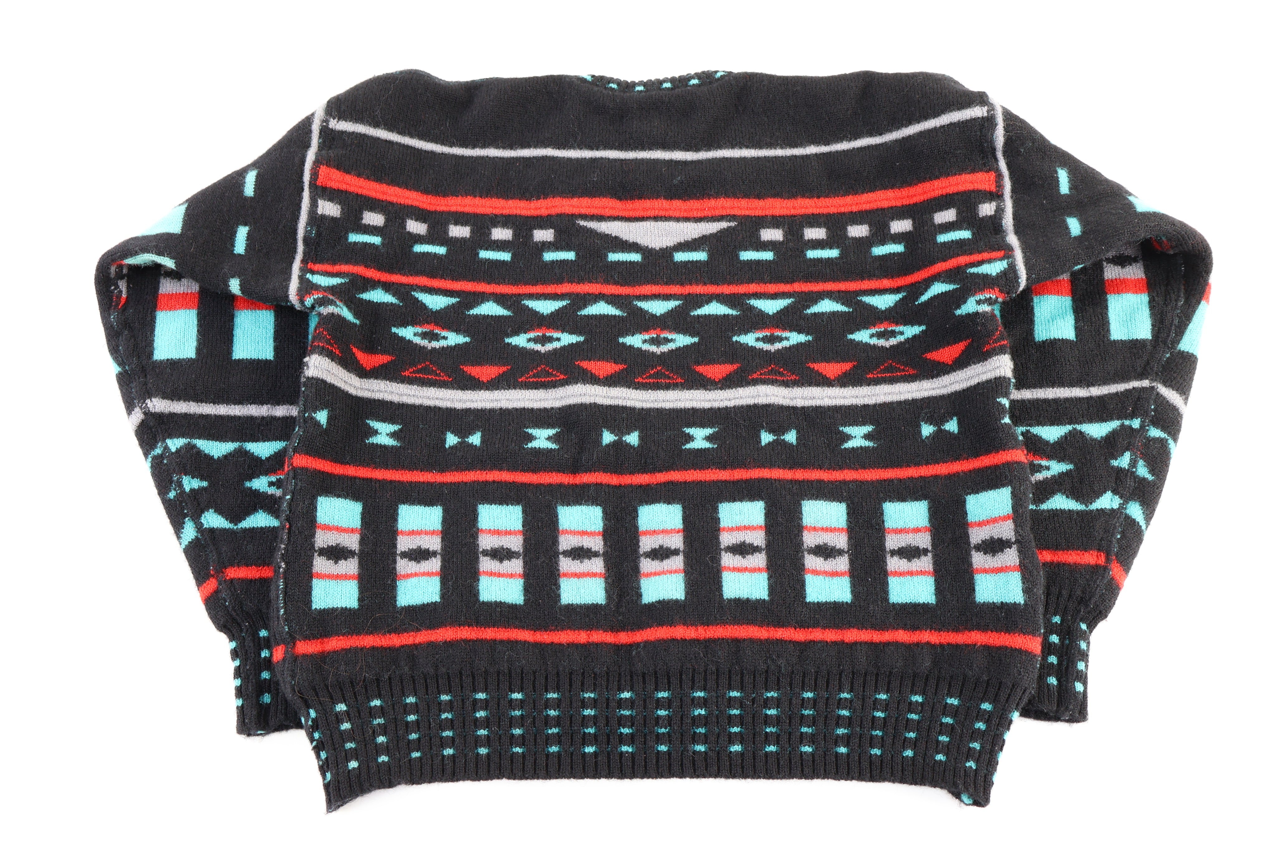 80's Geometric Pattern Wool Blend Knit Sweater