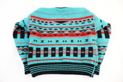 80's Geometric Pattern Wool Blend Knit Sweater