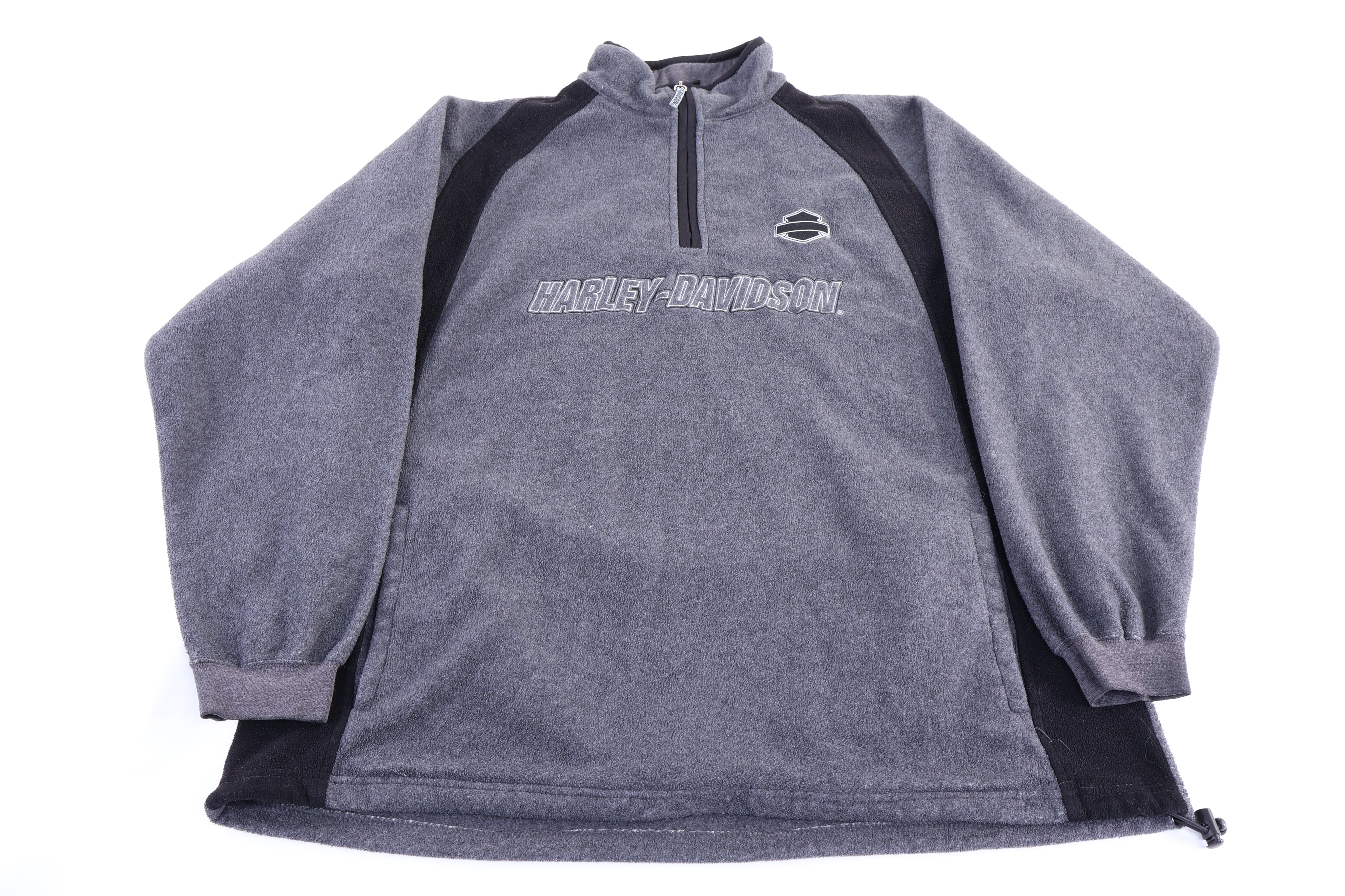 Harley Davidson Motorcycles Grey Quarter Zip Fleece Pullover