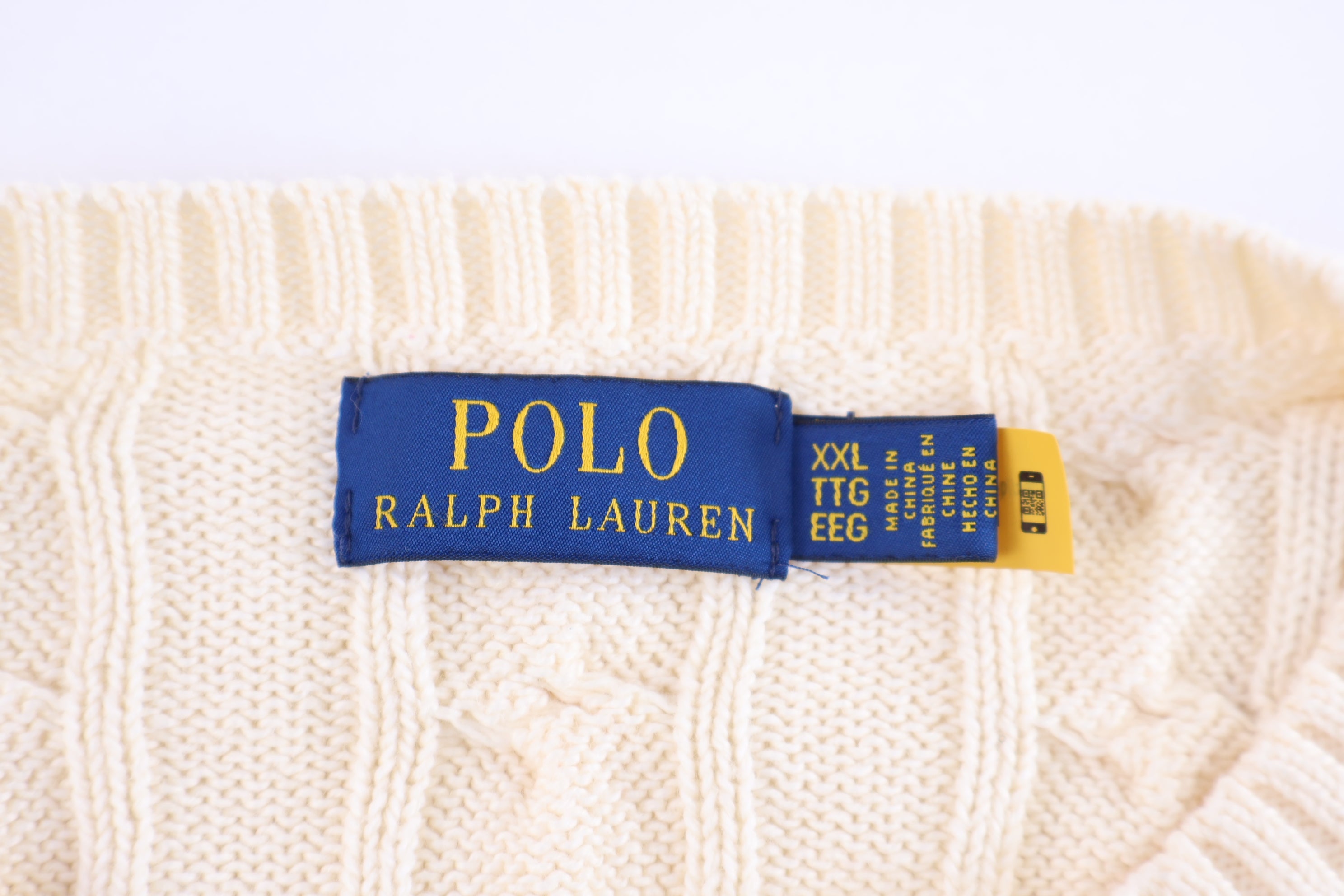 Polo Ralph Lauren Embroidered Logo Cream Knit Sweater