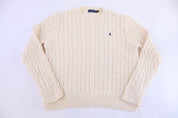 Polo Ralph Lauren Embroidered Logo Cream Knit Sweater