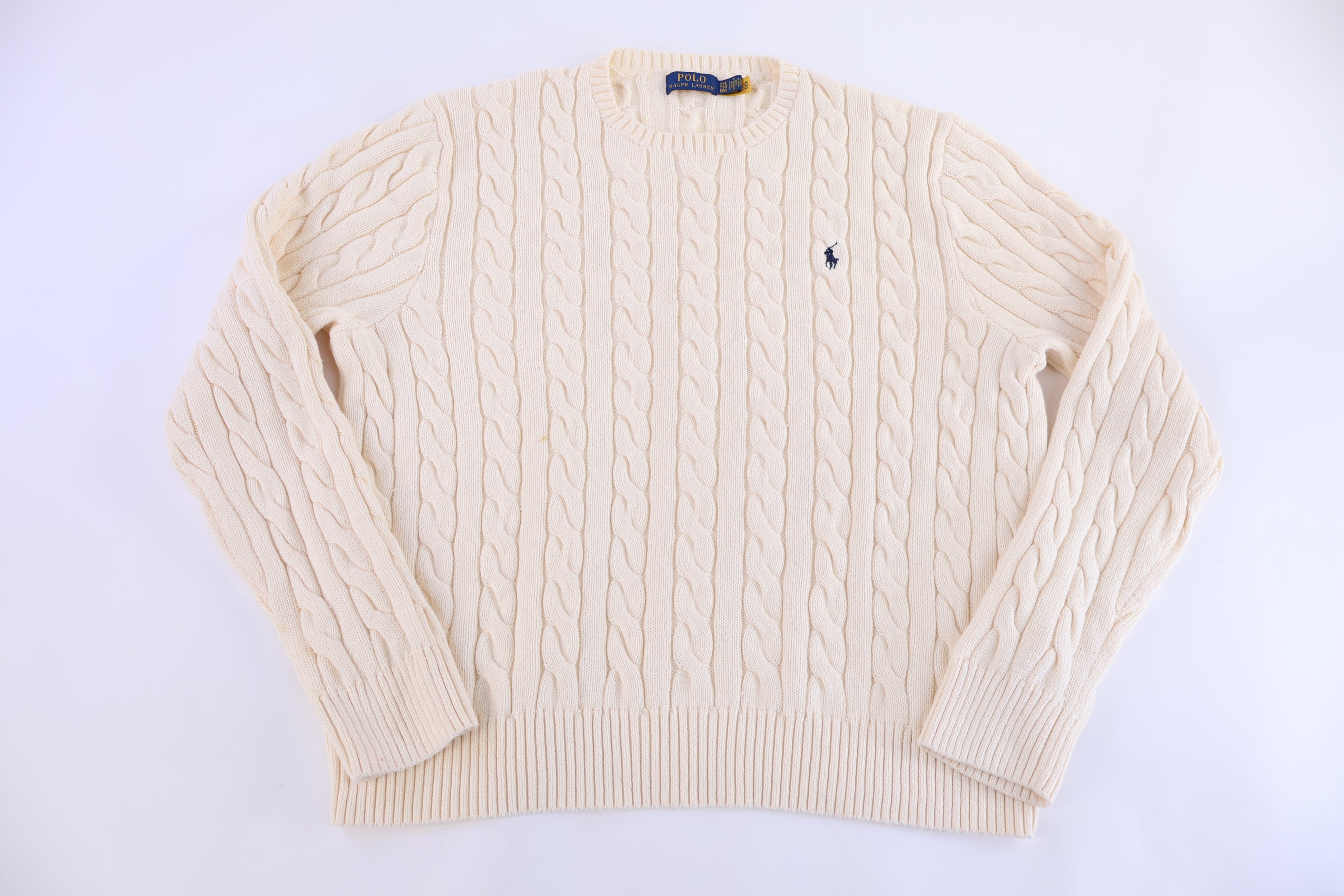 Polo Ralph Lauren Embroidered Logo Cream Knit Sweater