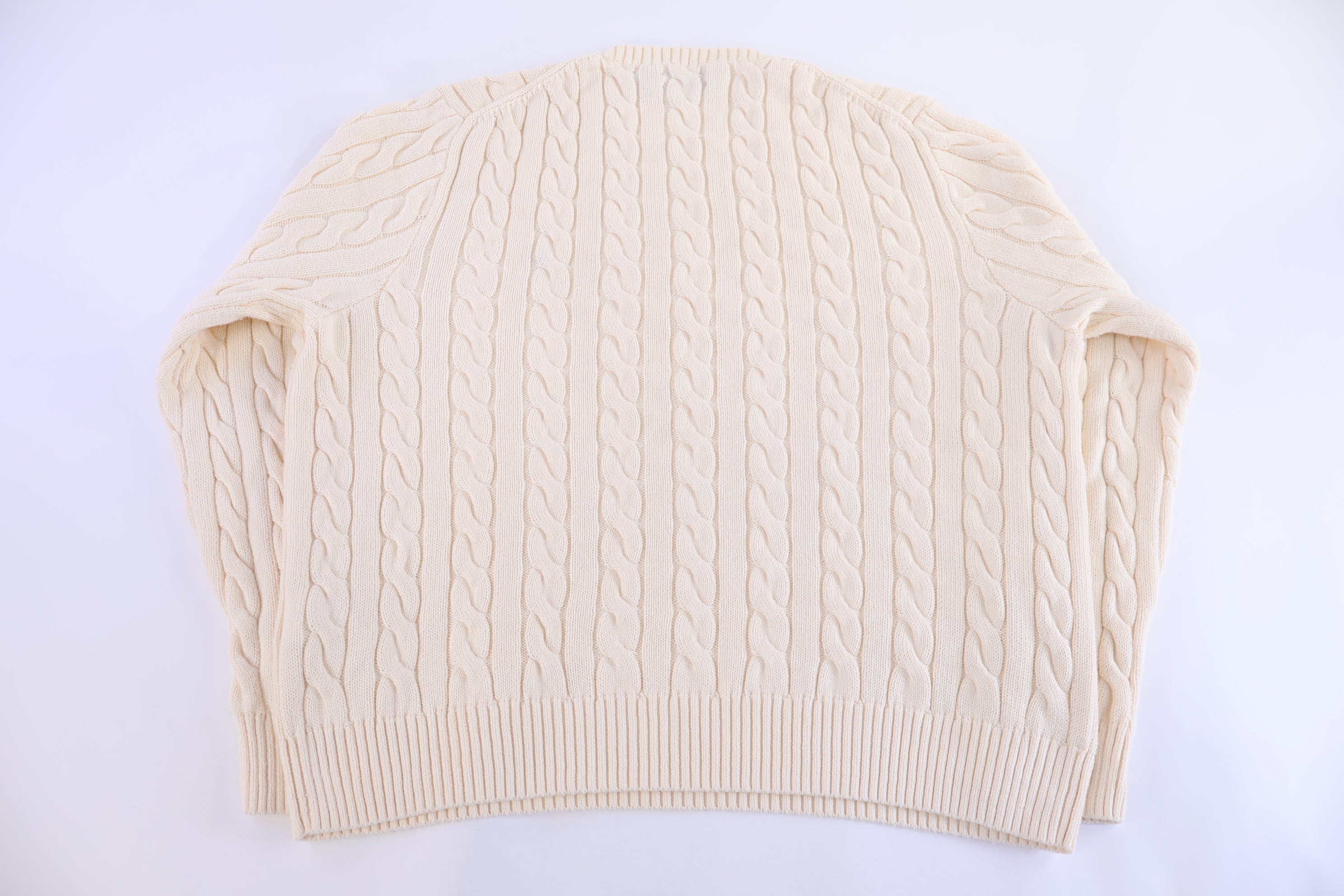 Polo Ralph Lauren Embroidered Logo Cream Knit Sweater