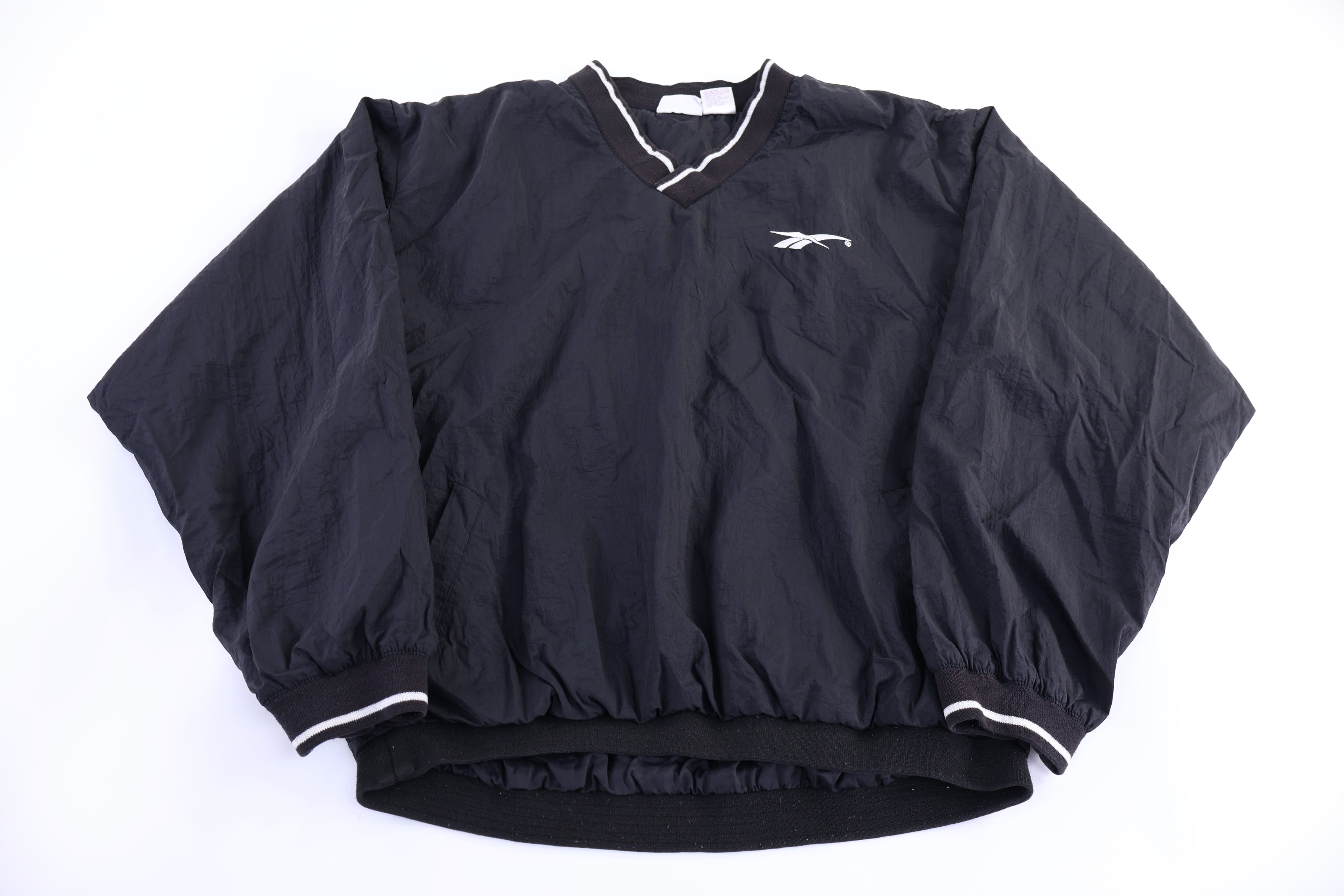 90's Reebok Embroidered Logo Black Pullover Windbreaker