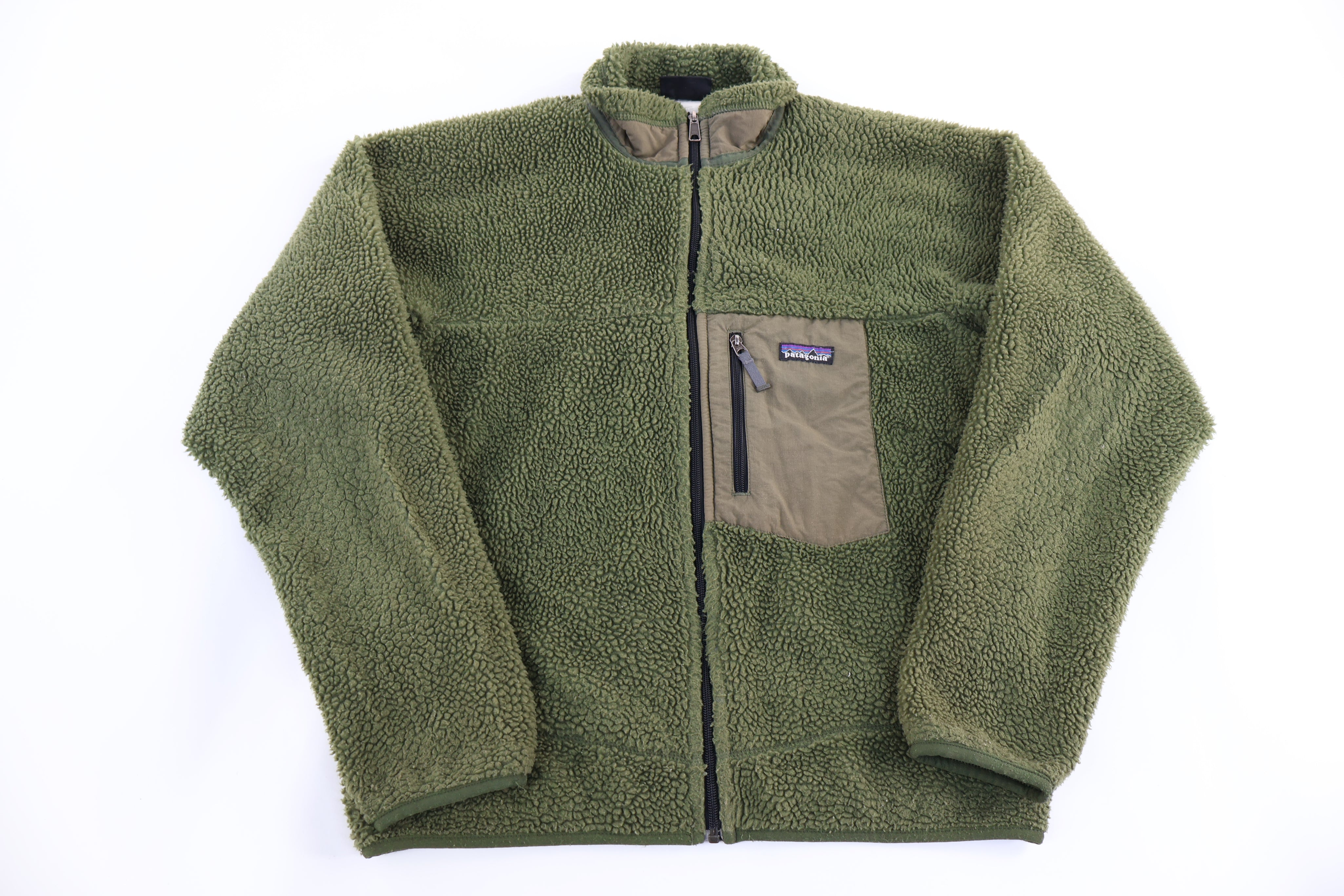 Patagonia Logo Patch Green Sherpa Full Zip Jacket