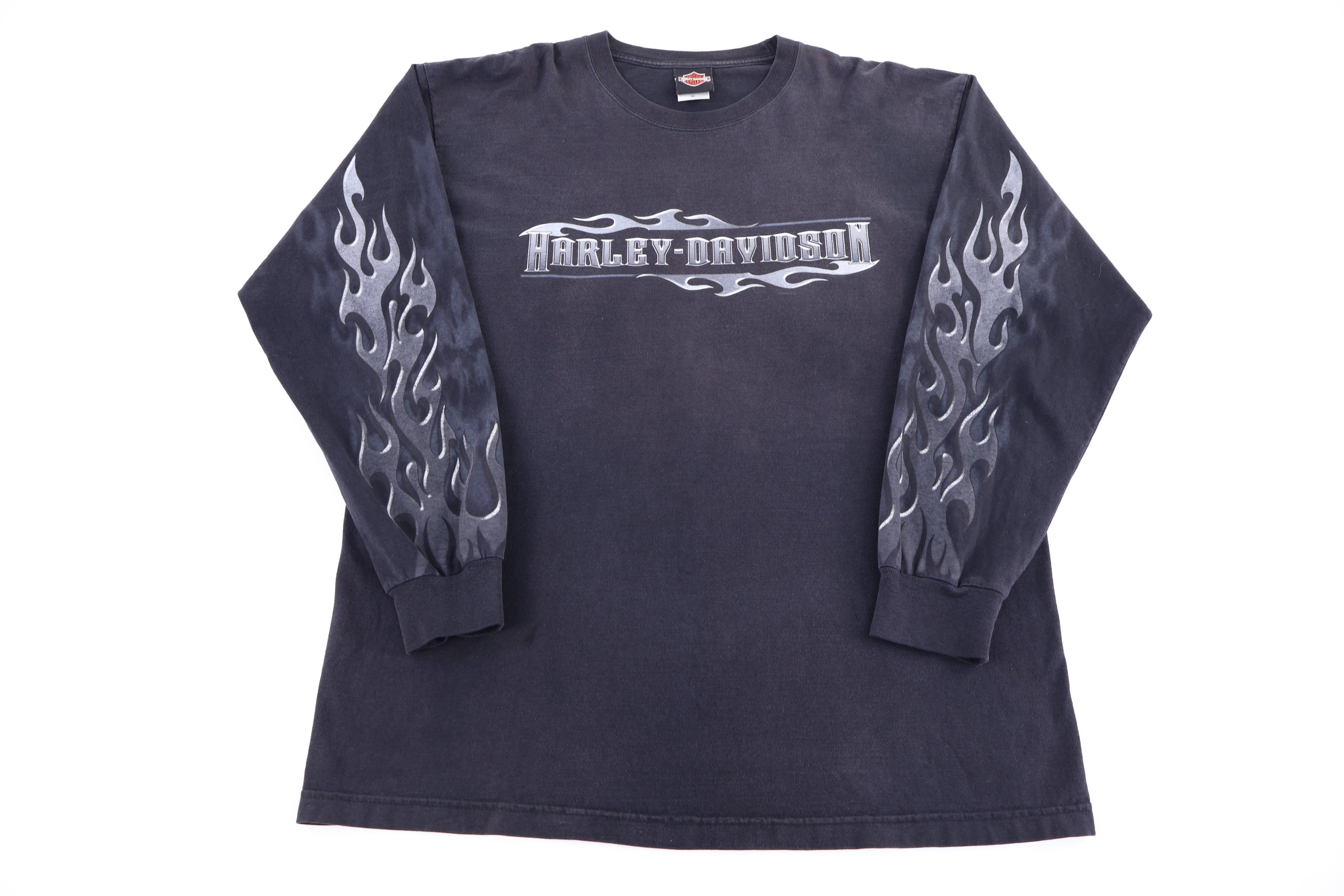 Vintage Harley Davidson Motorcycles Wyoming Flames LS T-shirt