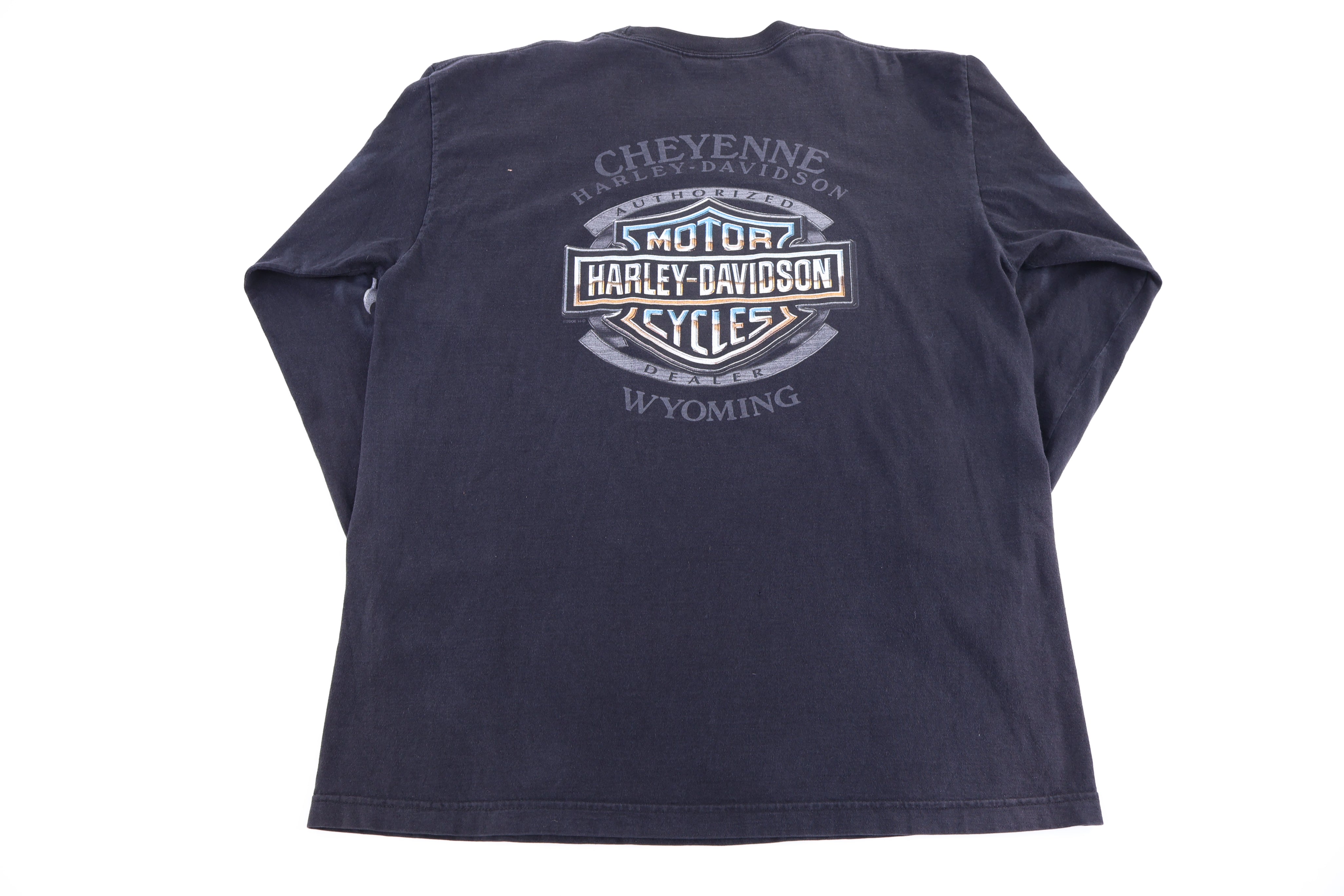 Vintage Harley Davidson Motorcycles Wyoming Flames LS T-shirt