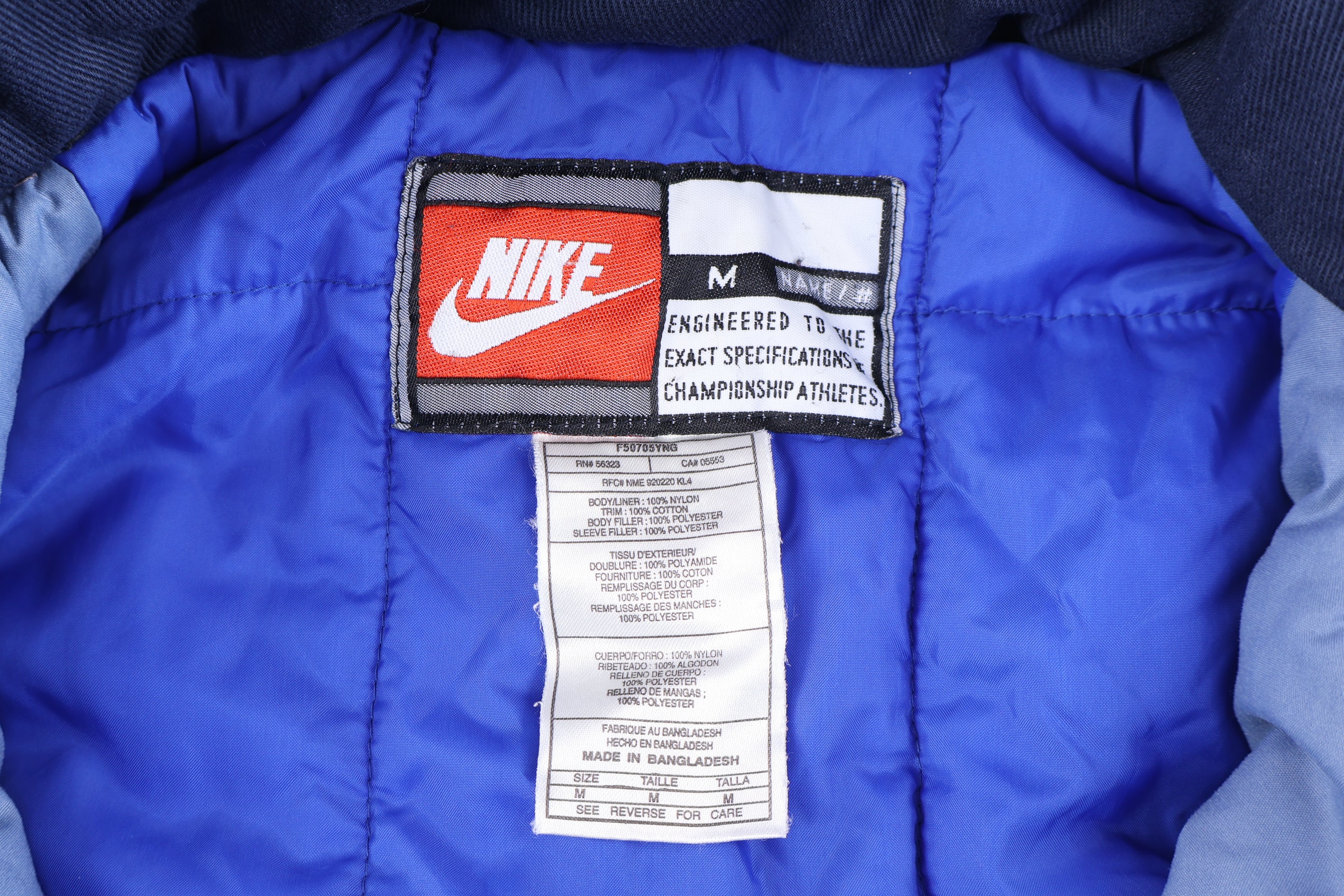 90's Nike Embroidered Logo Blue Puffer Jacket
