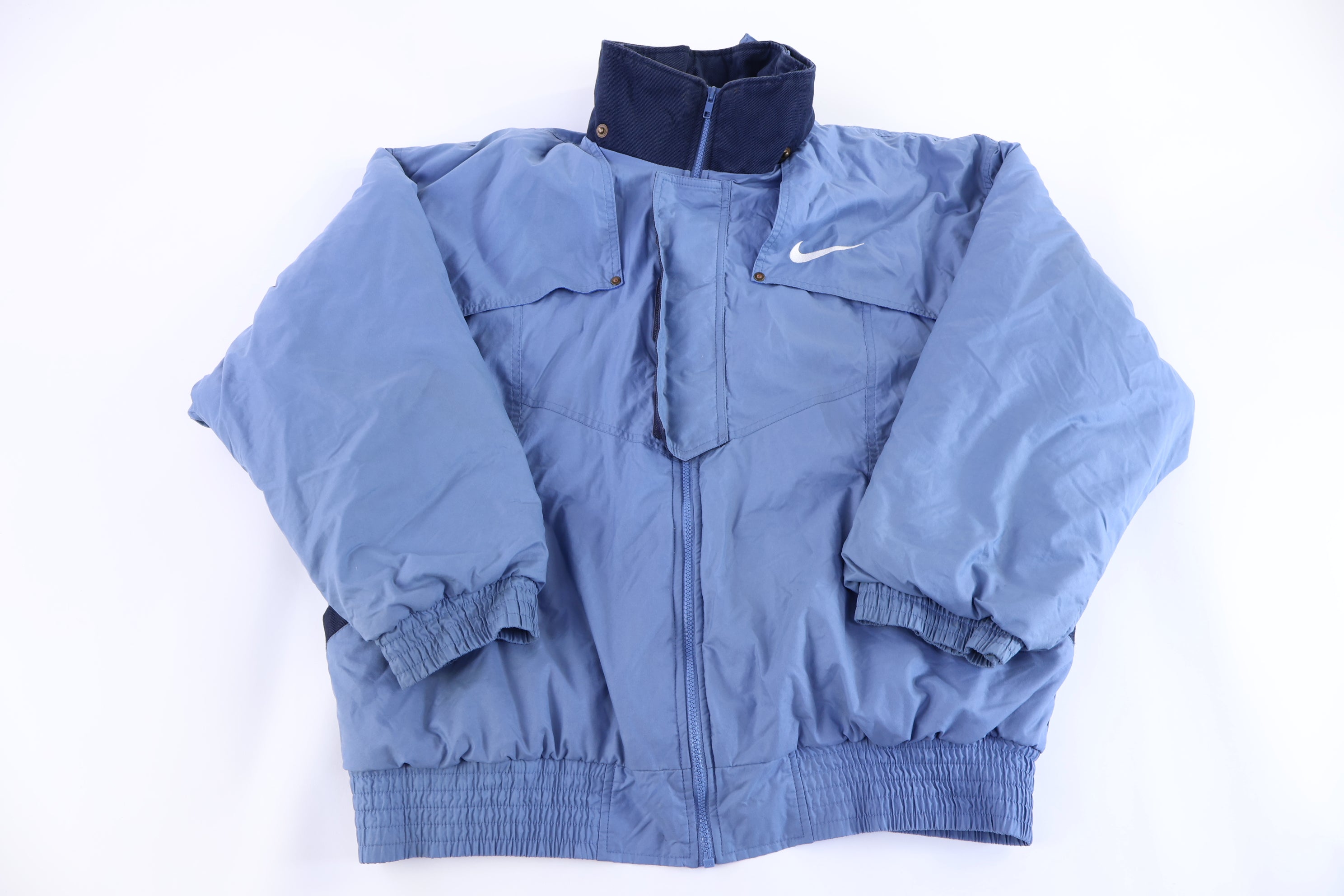 90's Nike Embroidered Logo Blue Puffer Jacket