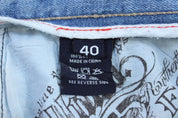 Ecko Unlimited Embroidered Light Wash Denim Shorts