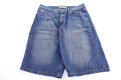 Indigo Medium Wash Baggy Denim Shorts