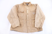 90's Carhartt Logo Patch Tan Blanket Lined Chore Jacket