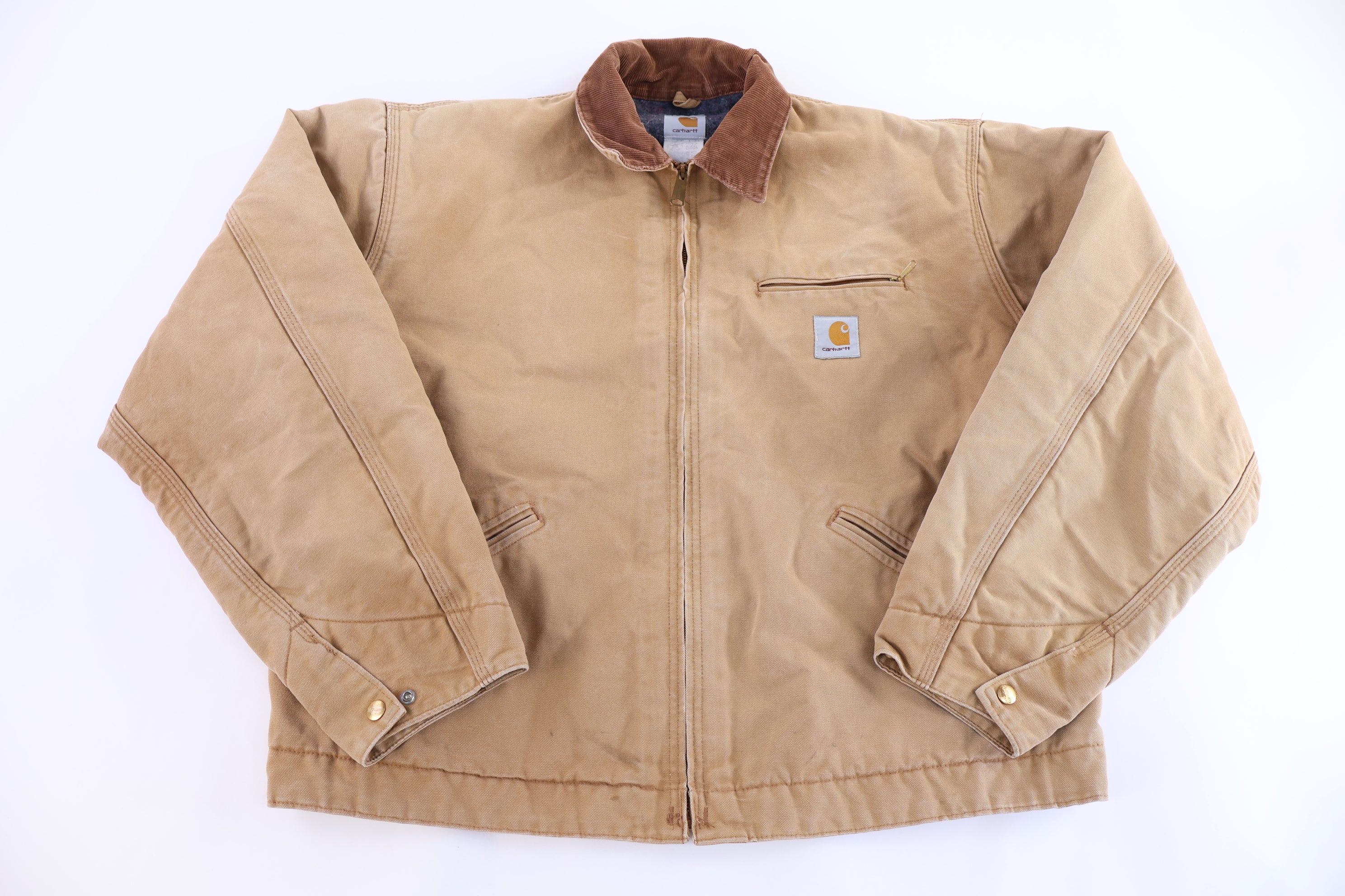 Carhartt Logo Patch Tan Blanket Lined Detroit Jacket