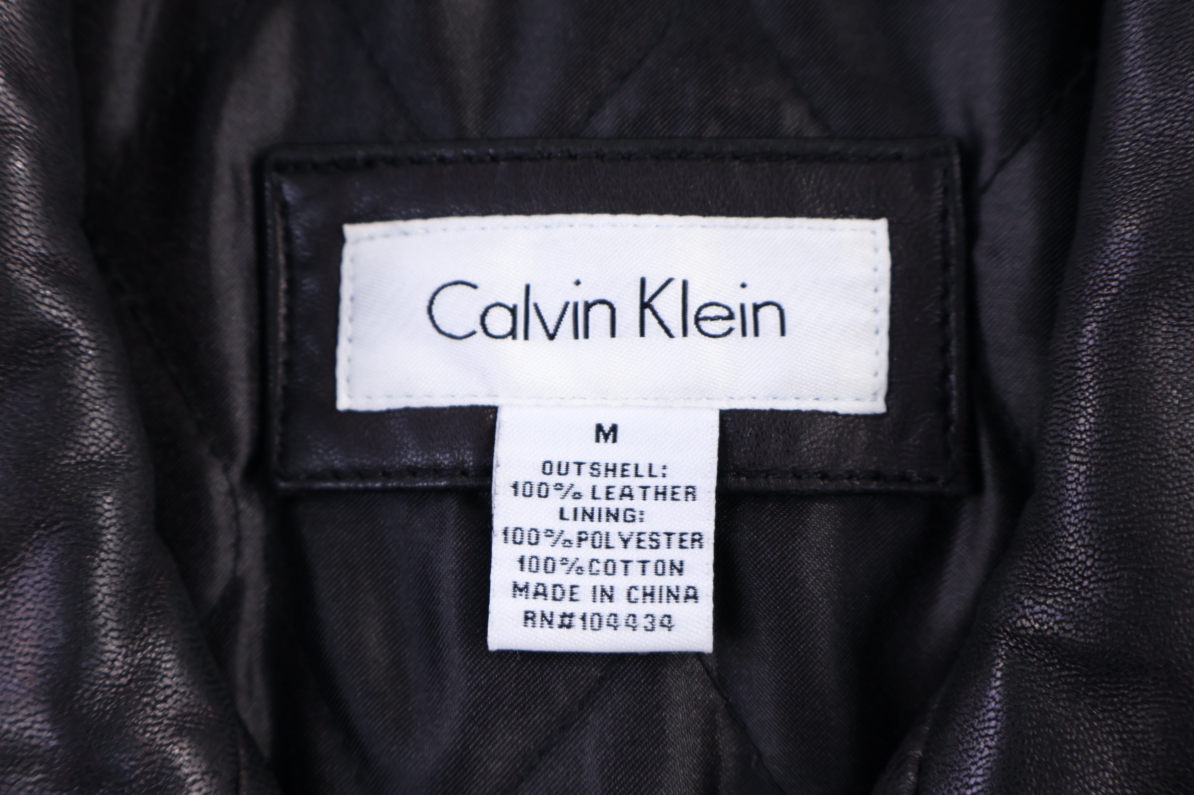 Calvin Klein Black Leather Full Zip Jacket