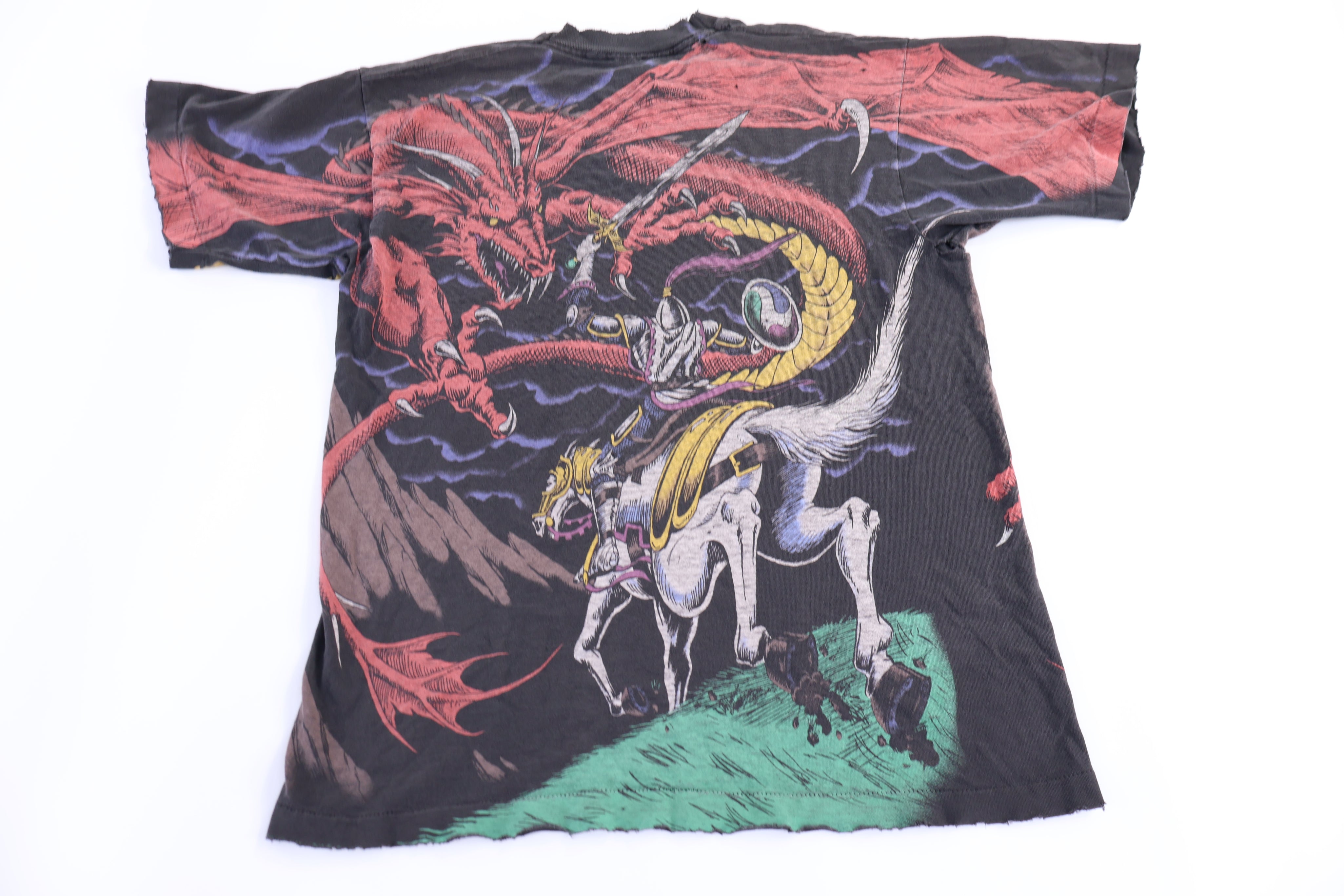 Vintage Liquid Blue Dragon Knight All Over Print T-shirt