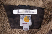 Carhartt Logo Patch Brown Sherpa Lined Full Zip Jacket