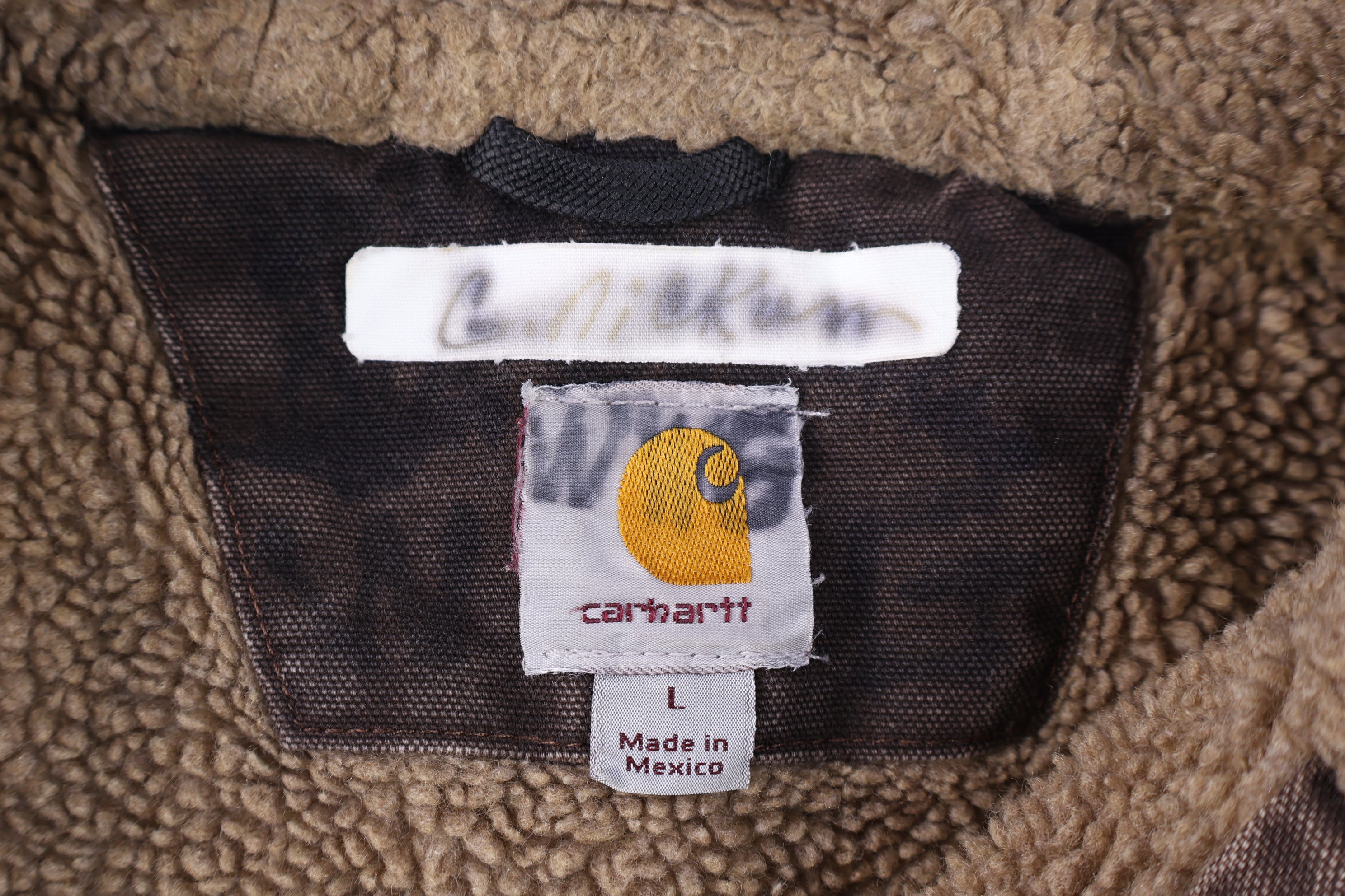 Carhartt Logo Patch Brown Sherpa Lined Full Zip Jacket