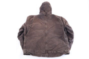Carhartt Logo Patch Brown Sherpa Lined Full Zip Jacket