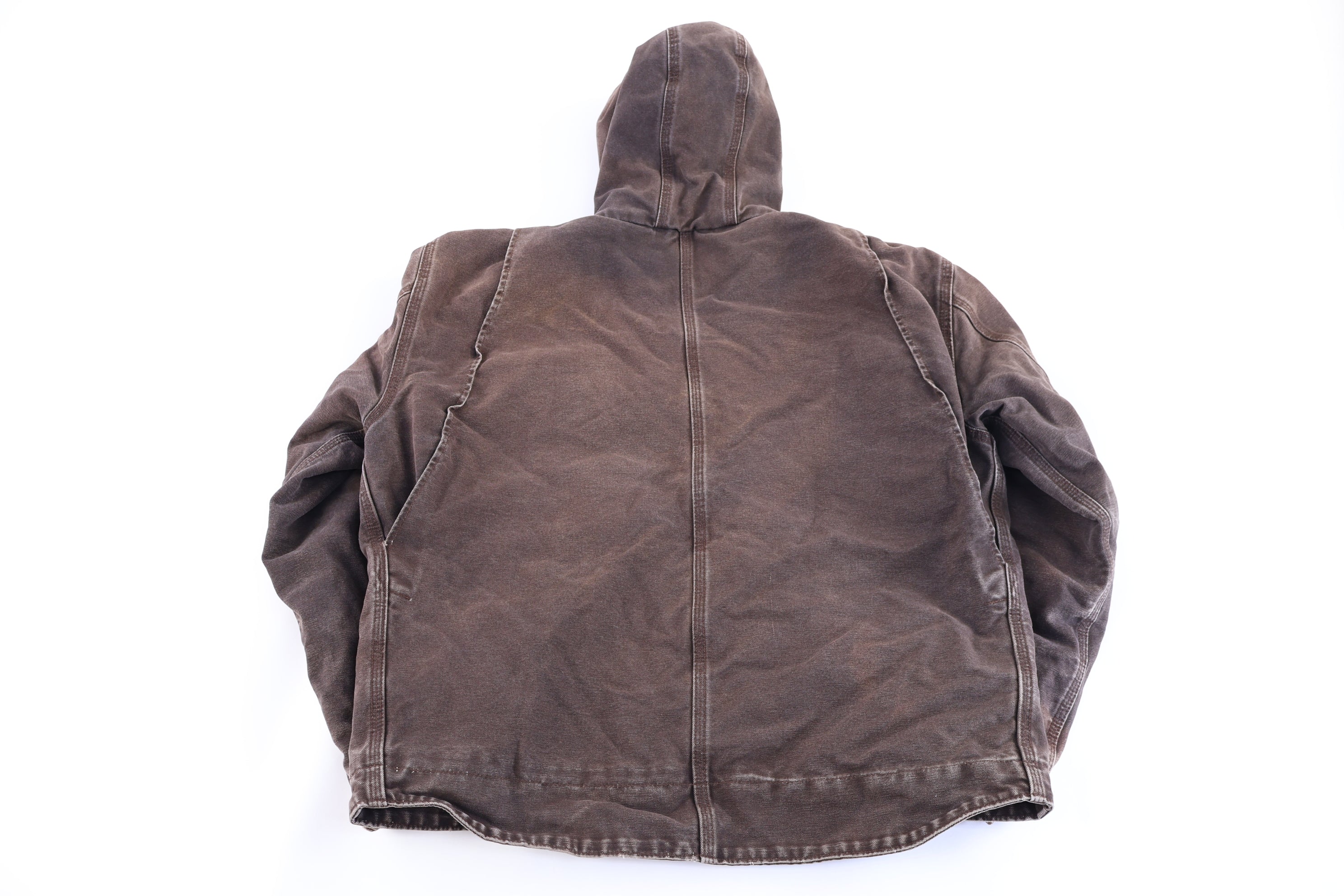 Carhartt Logo Patch Brown Sherpa Lined Full Zip Jacket