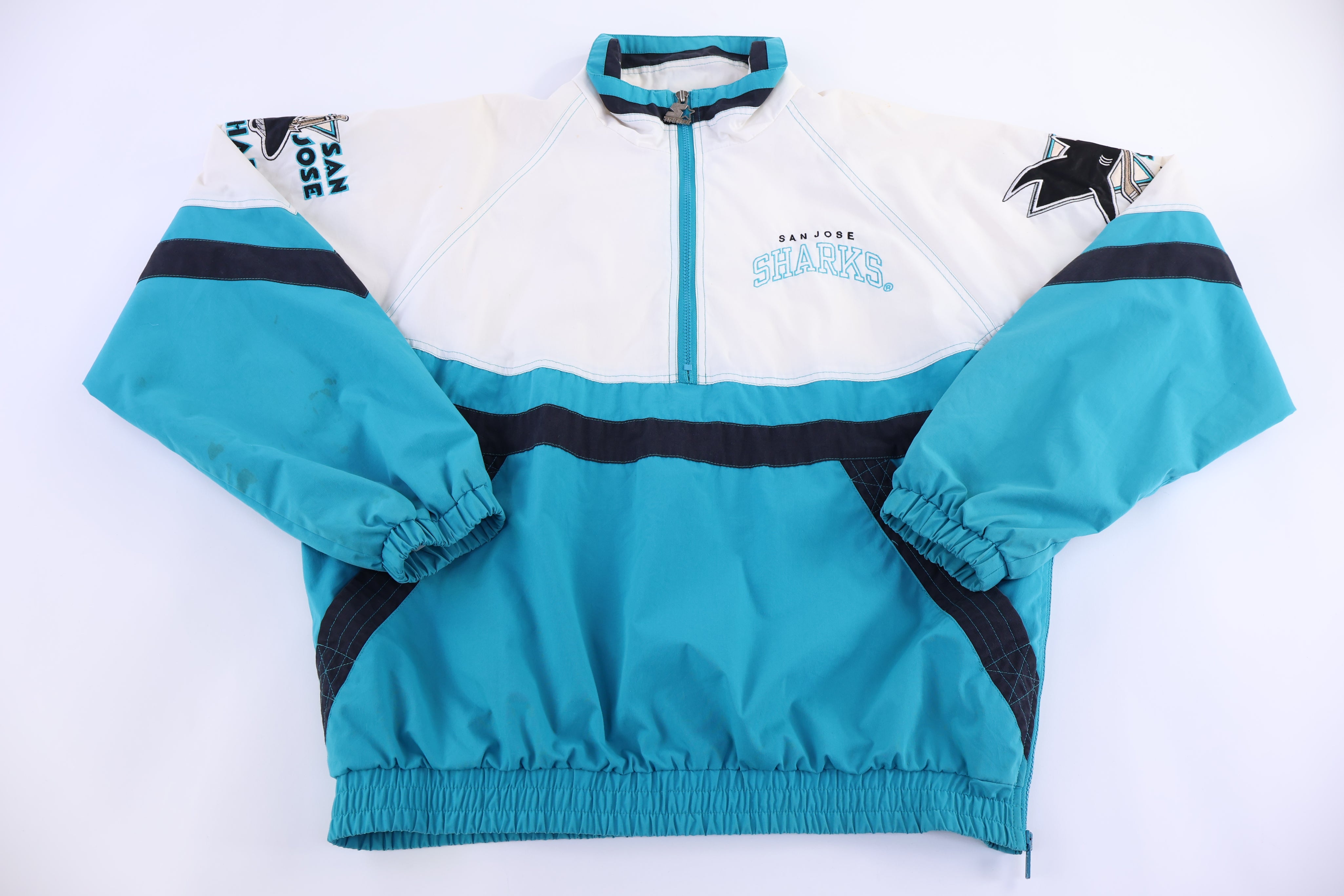 90's Starter San Jose Sharks Hockey Half Zip Windbreaker
