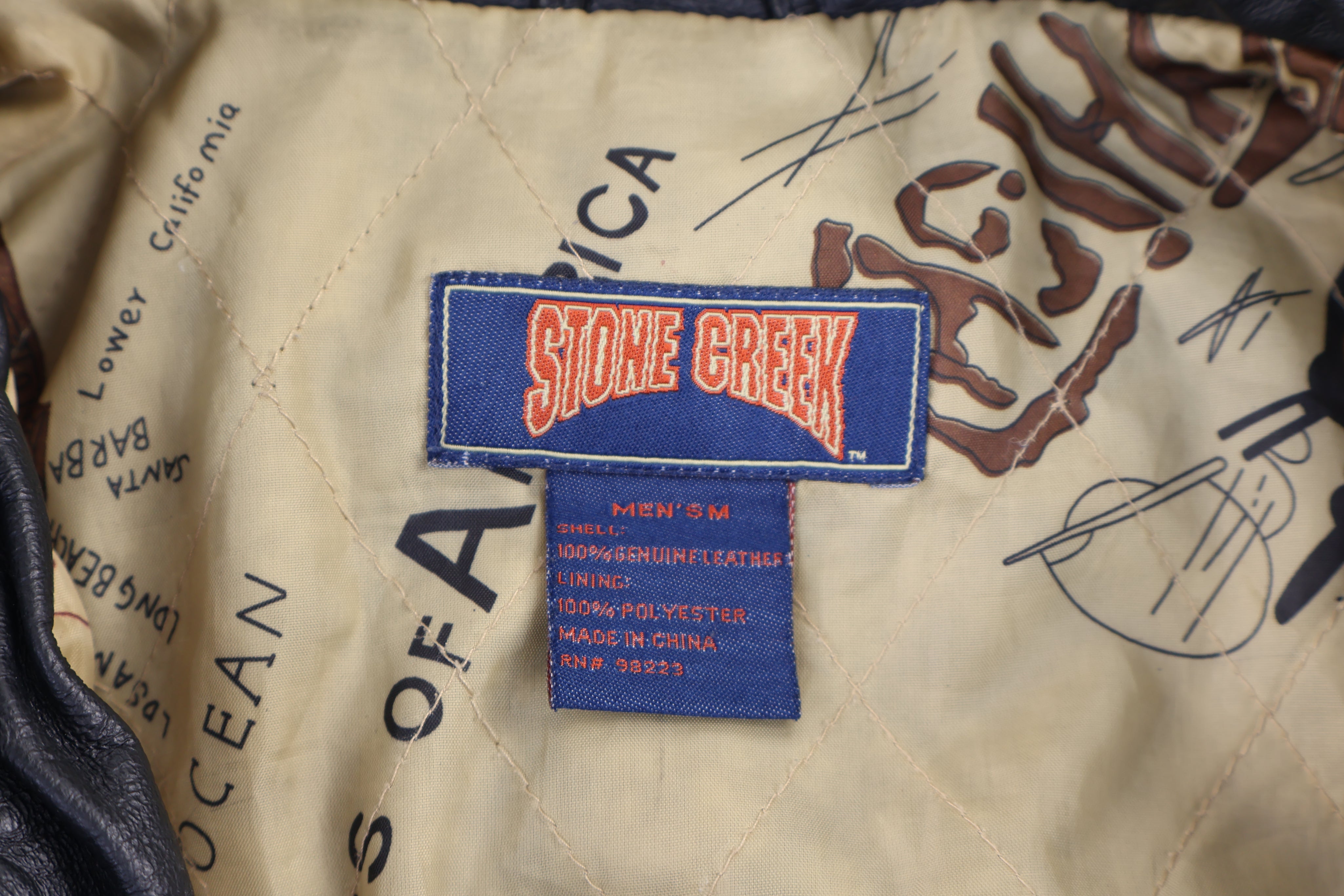 90's Stone Creek Black Leather Bomber Jacket