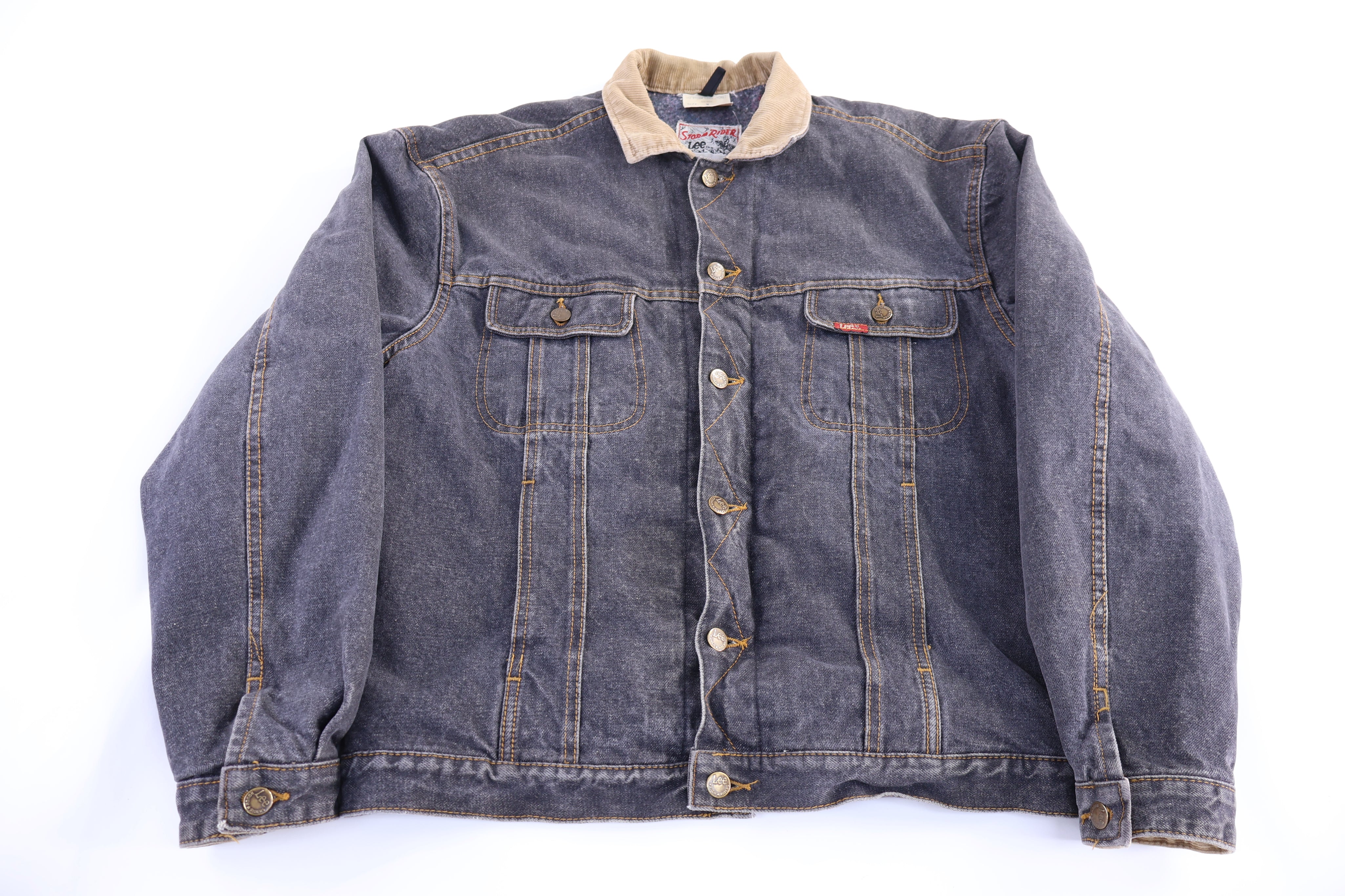 80's Lee Storm Rider Blanket Lined Black Denim Jacket